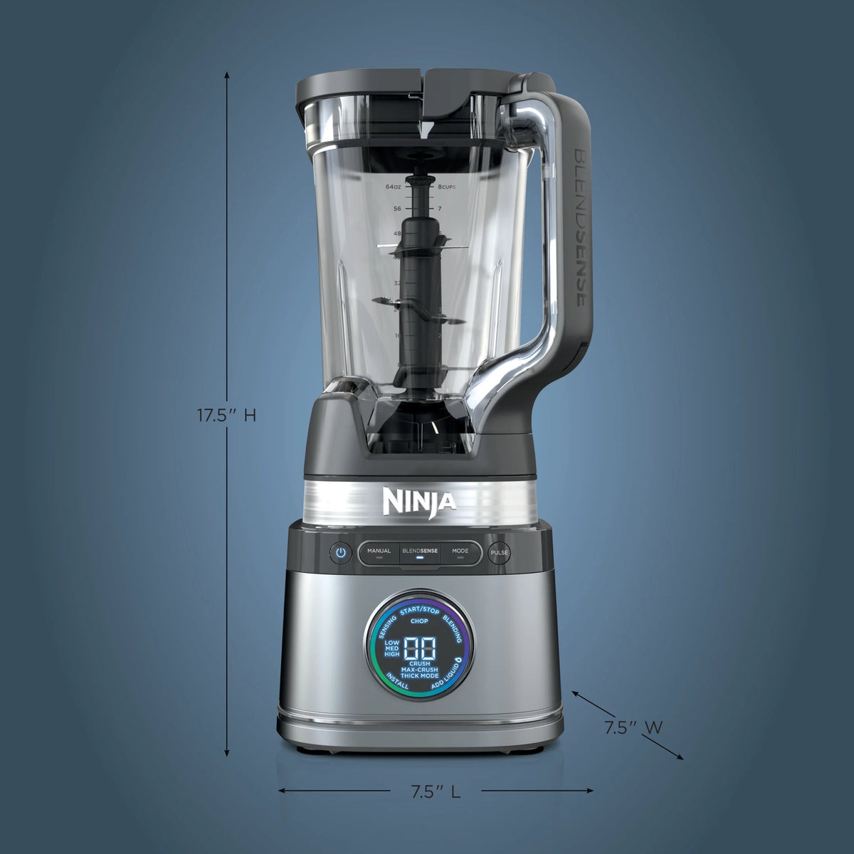 Ninja Detect Duo Power Blender + Personal Single-Serve, BlendSense Technology, Kitchen Countertop, 1700 Watts, 72 oz Pitcher, 24 oz Cup, TB300 Silver