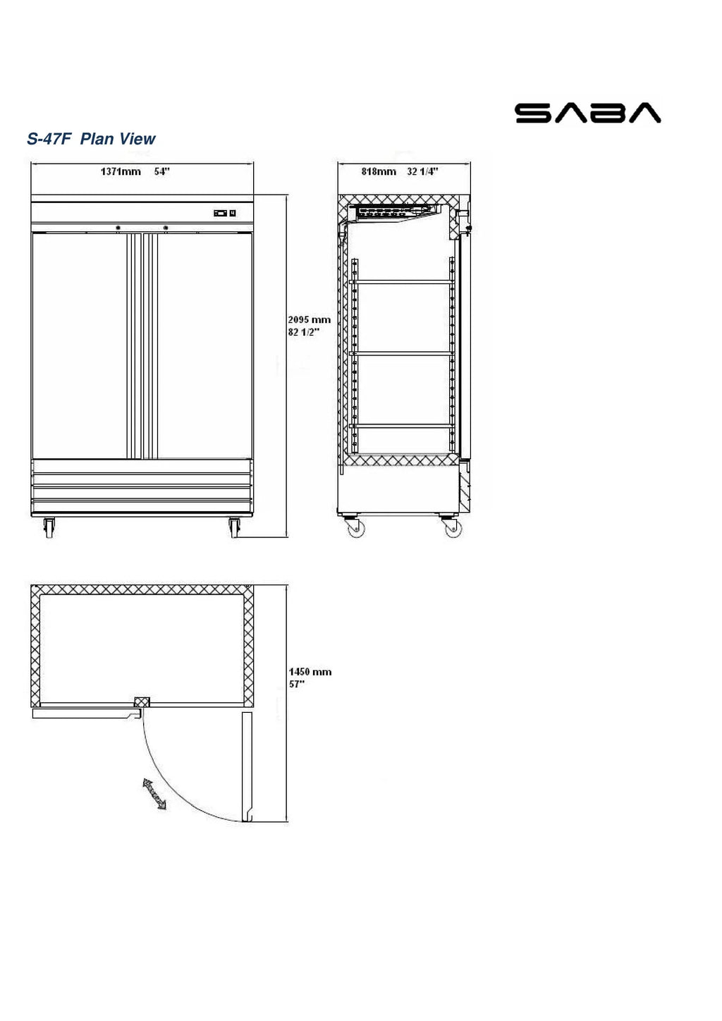 Heavy Duty Commercial 47 cu ft Solid Stainless Steel Reach-In Freezer (2 Door)