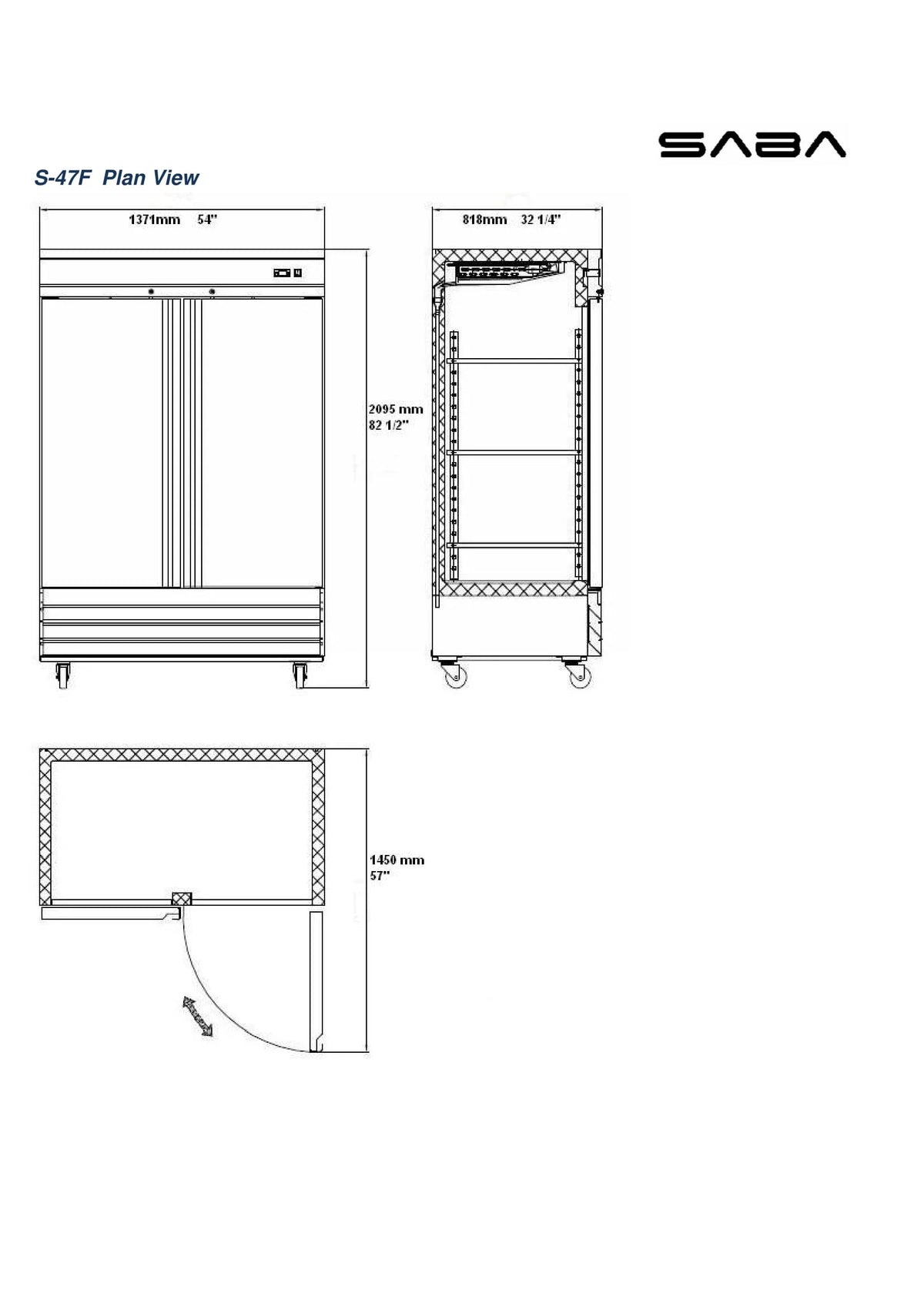 Heavy Duty Commercial 47 cu ft Solid Stainless Steel Reach-In Freezer (2 Door)