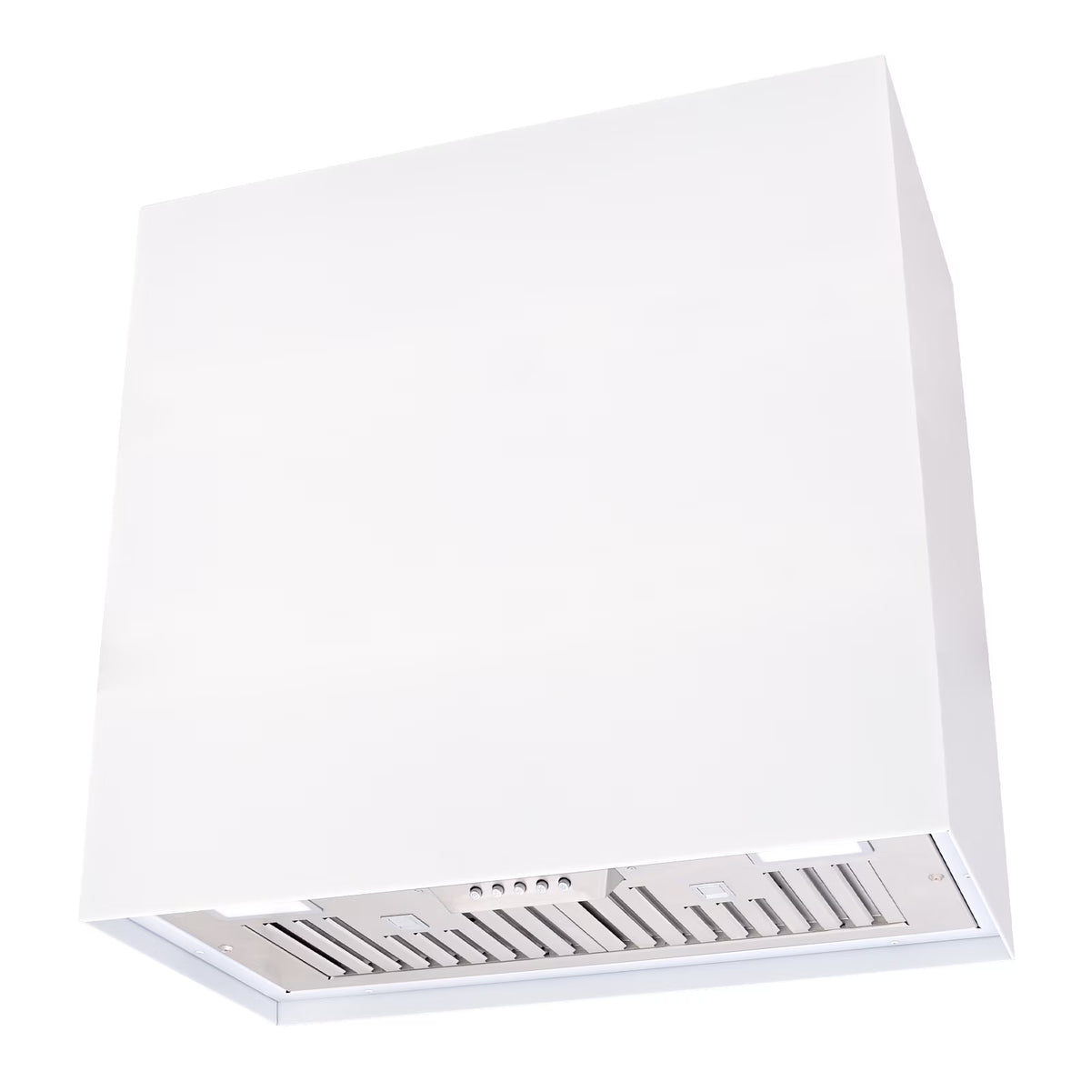 Akicon Stainless Steel Range Hood, Modern Box Kitchen Hood with Powerful Vent Motor, Wall Mount, 30��W*30��H*14D, Signal White