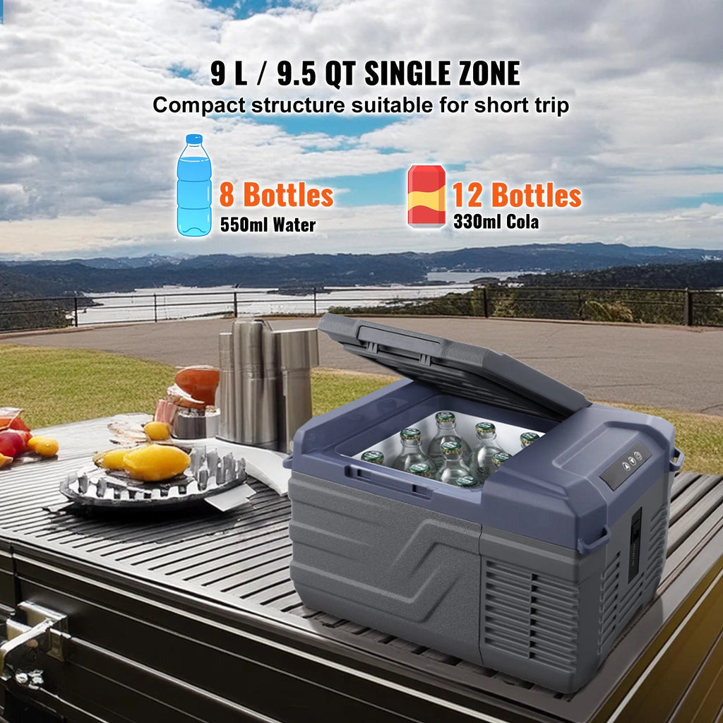 XYTREWPortable Car Refrigerator Cooler Freezer Compressor 9 L Single Zone for Car Home �?9  Single temperature zone compressor refrigeration car refrigerator, portable refrigeration and freezing