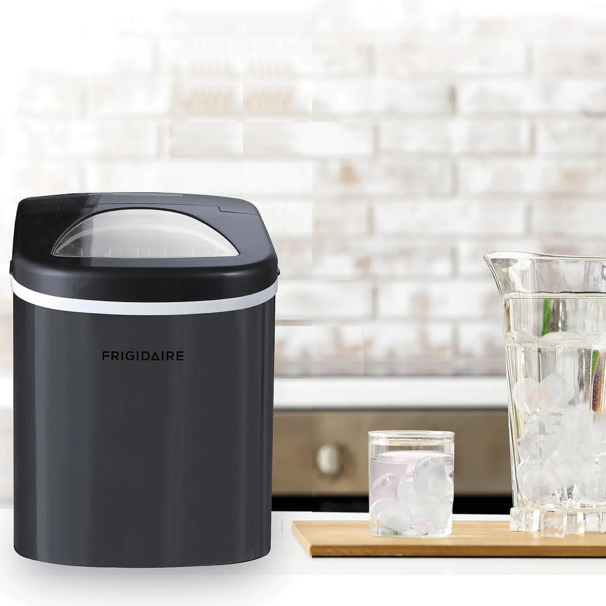Frigidaire 26 lb. Countertop Ice Maker EFIC117-SS, Red Stainless Steel