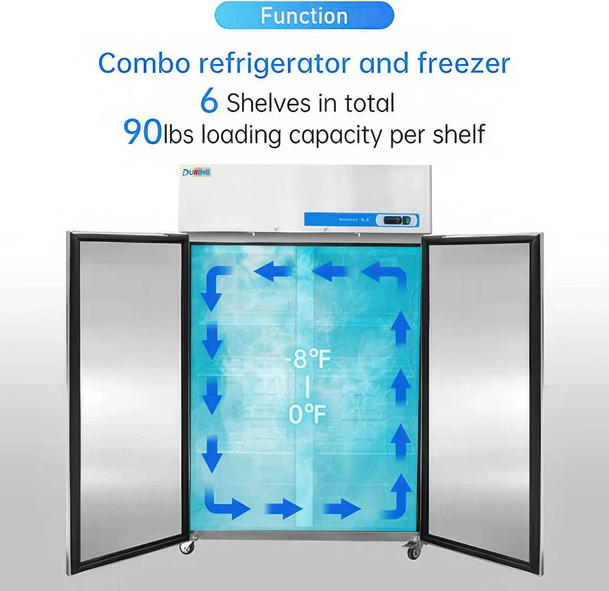 During D-K-48F 48" Commercial Reach-in Freezer, 2-Door 36 Cu.ft Stainless Steel