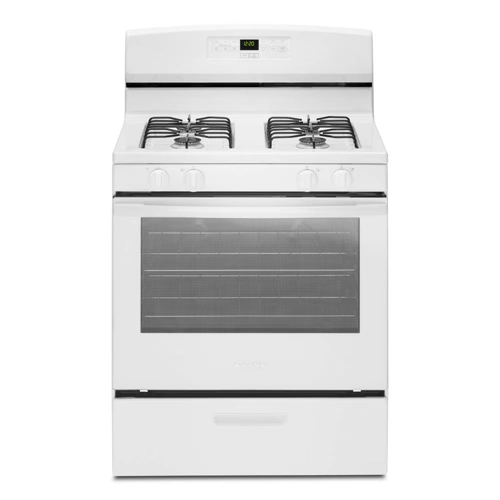 Brand New Amana® AGR6303MMW Gas Range with Bake Assist Temps, Dimensions 46" H x 30" W x 28" D, Weight 136lbs
