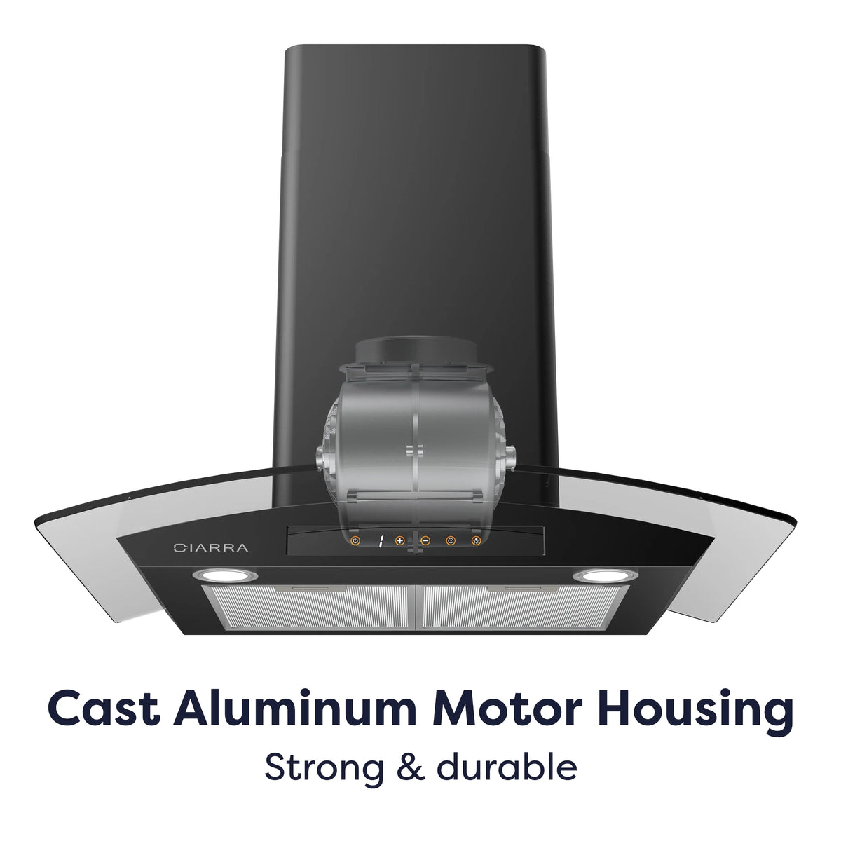 CIARRA Wall Mount Range Hood 30 inch with Tempered Glass 450 CFM Kitchen Vent Hood Ductless Ducted Convertible CAS50275
