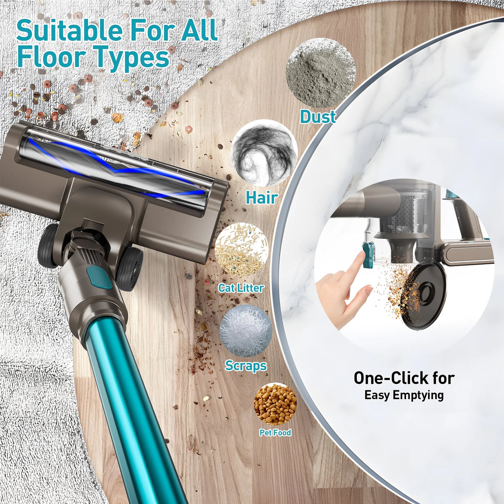 KANFUAQ Cordless Stick Vacuum Cleaner 38KPA 50Mins 2200mAh Lightweight for Home Pet Hair Carpet Hard Floor
