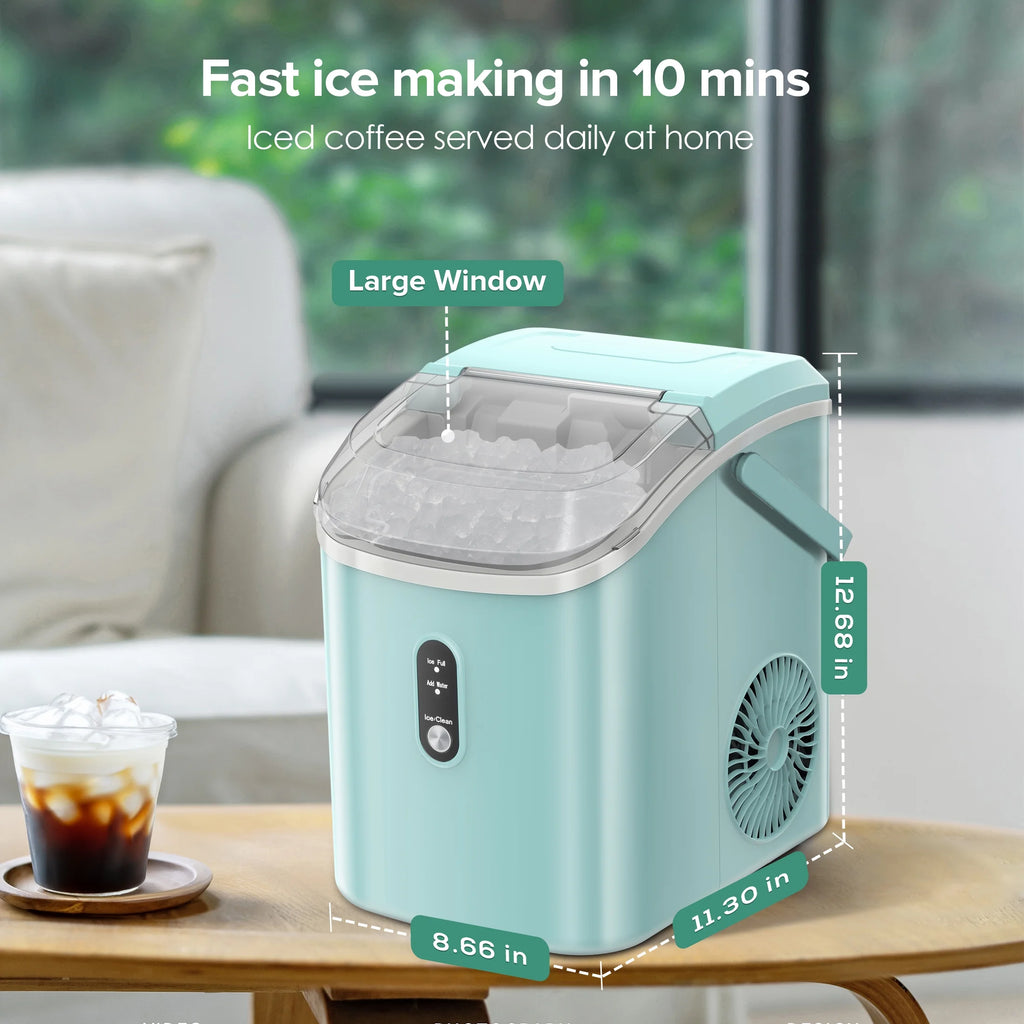 KISSAIR Nugget Ice Maker Countertop with Soft Chewable Pellet Ice, Portable Ice Machine with Handle, 35lbs/24H, Grey