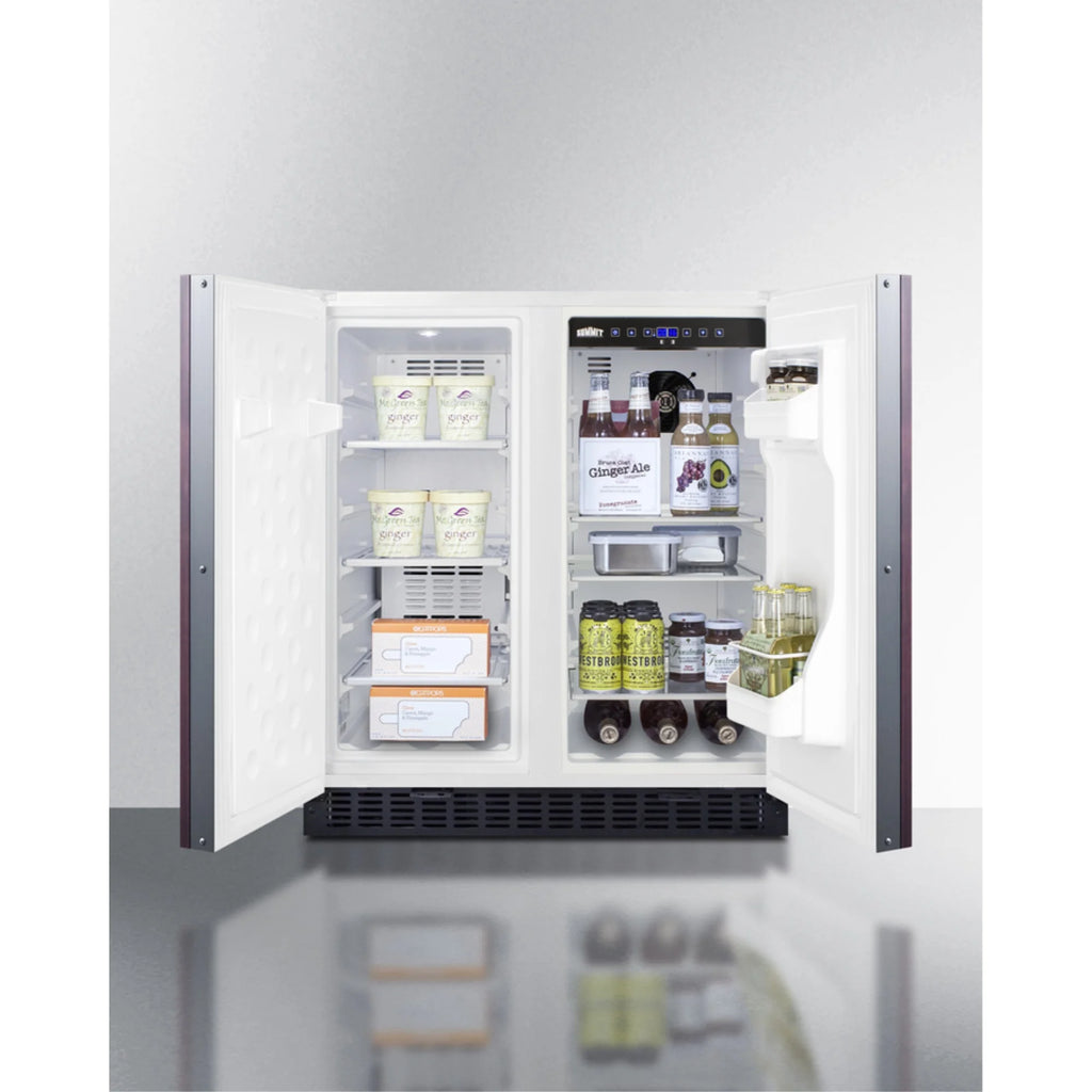 30 Inches wide undercounter frost-free side-by-side refrigerator-freezer with panel-ready doors