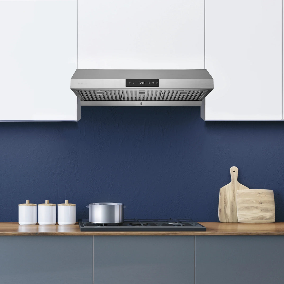 "Hauslane Chef Series 30"" UC-PS18 Under Cabinet Range Hood, Heavy Duty, 3-Way Venting, LED Lamps, Stainless Steel"