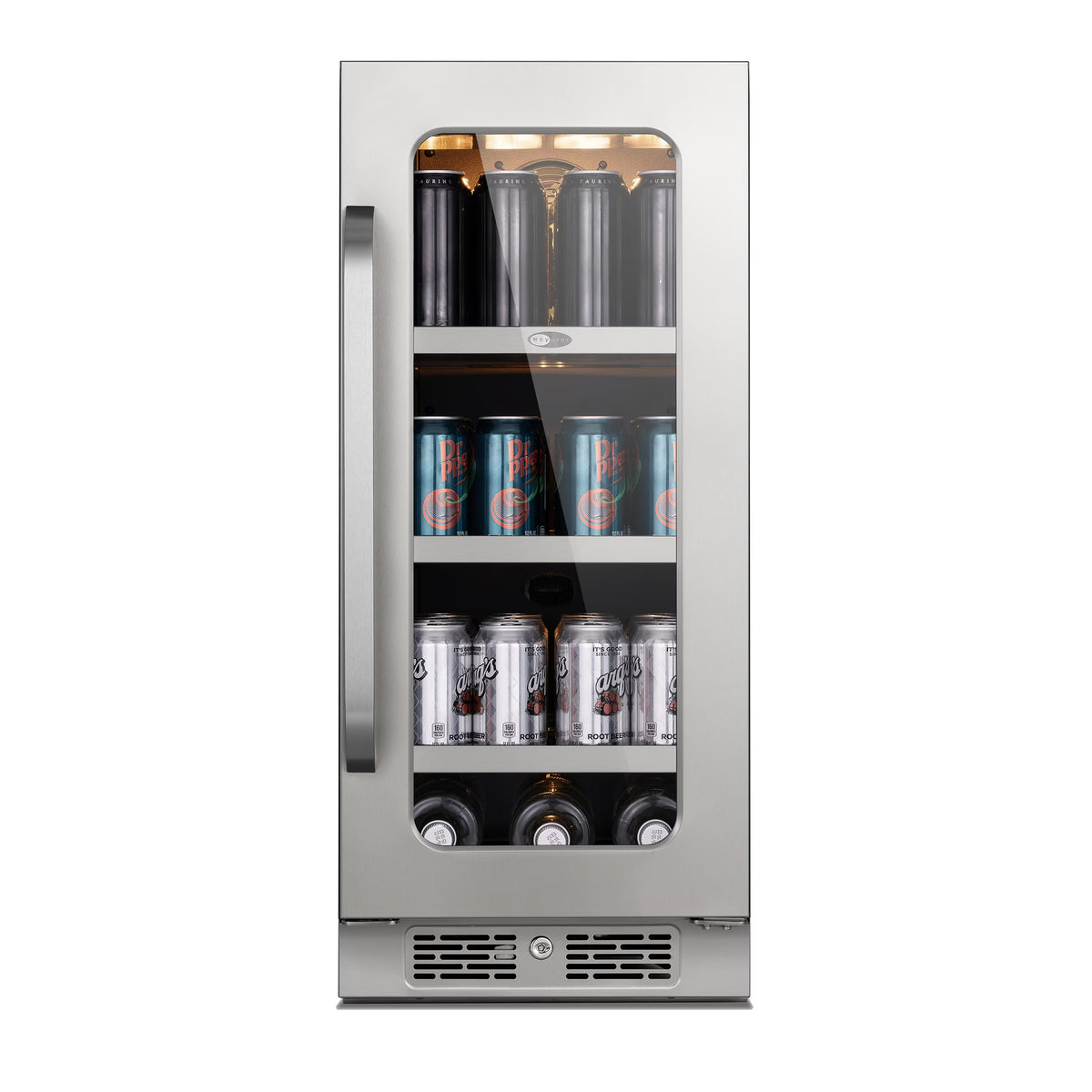 Whynter 15 Inch Beverage Refrigerator Cooler - 80 Can Mini Fridge with Glass Door for Soda Beer, 3 LED Compressor Fridge for Home Office Bar(3.0 cu.ft)