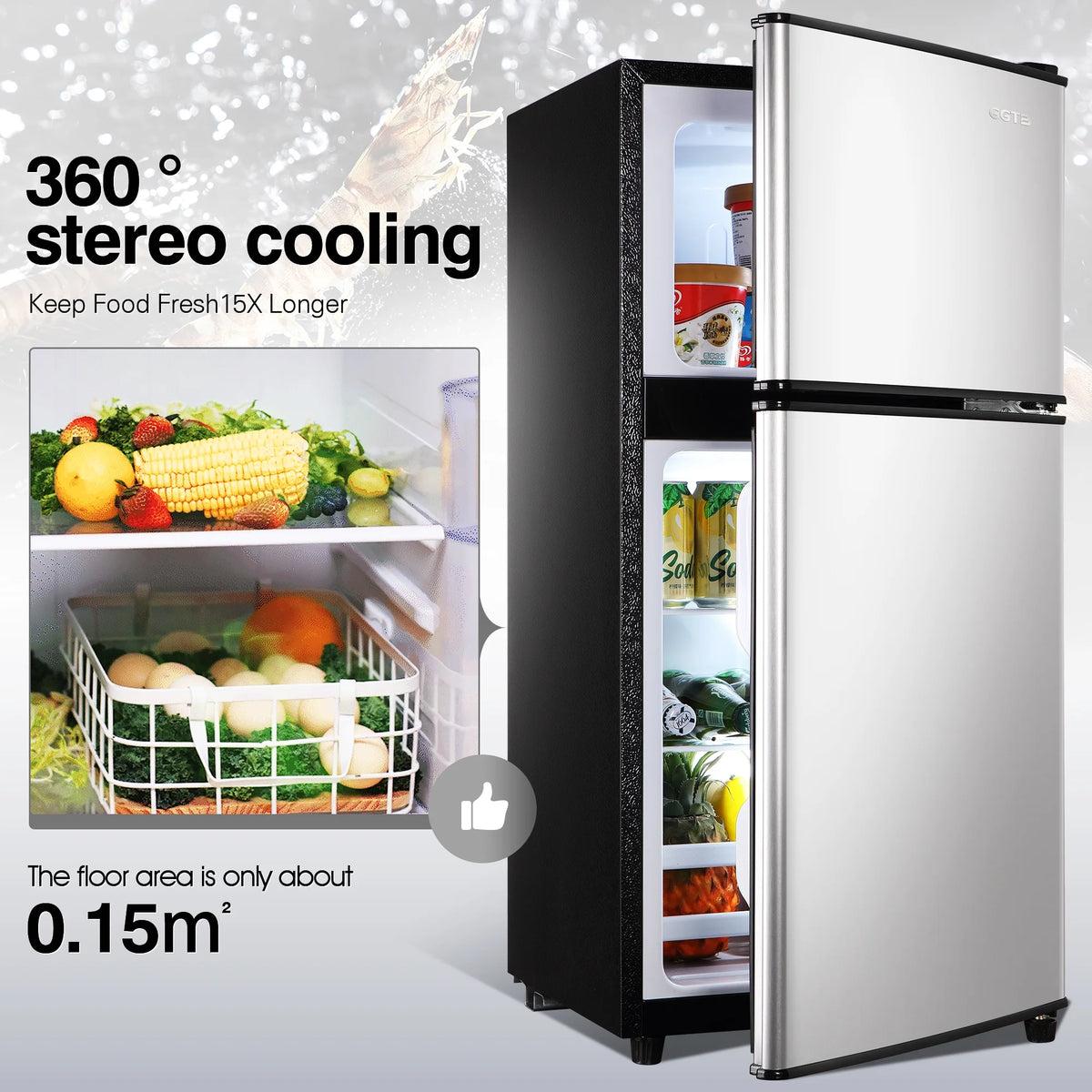 GGTB Retro Compact Two Door Refrigerator, Black, 3.0 Cu ft