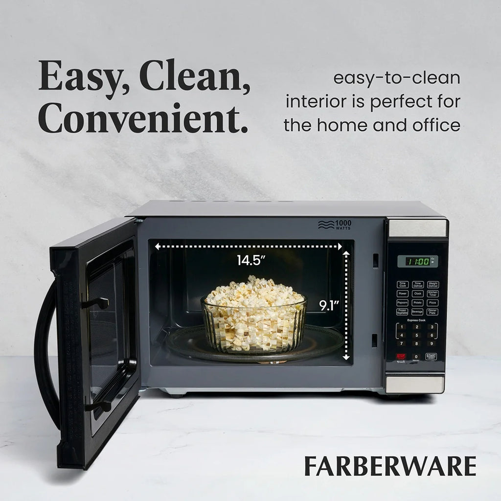 Farberware Countertop Microwave Oven with LED Lighting & Child Lock, 0.7 Cu Ft Black