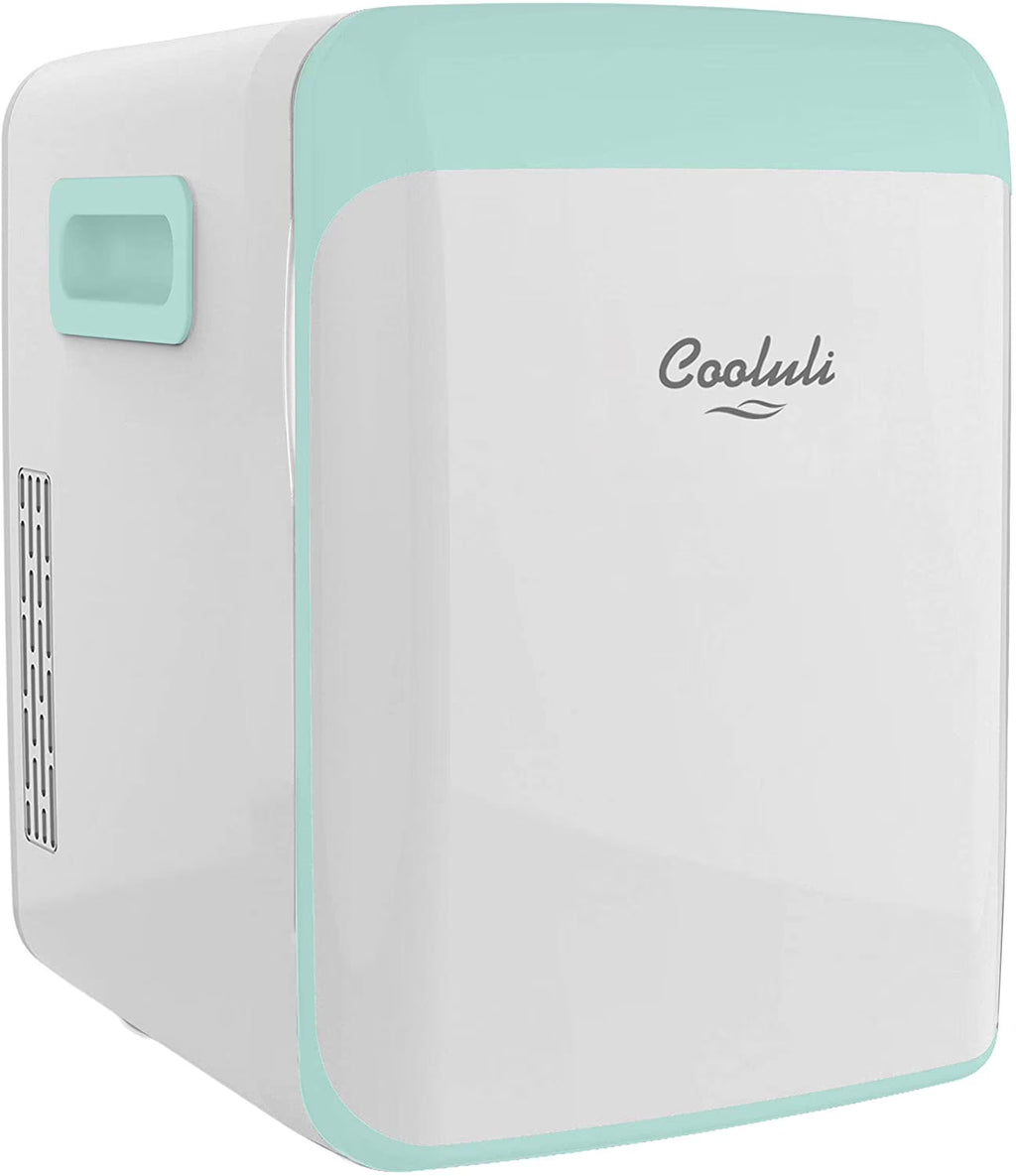 Cooluli Classic Turquoise 15 Liter Compact Portable Cooler Warmer Mini Fridge for Bedroom, Office, Dorm, Car - Great for Skincare & Cosmetics (110-240V/12V)