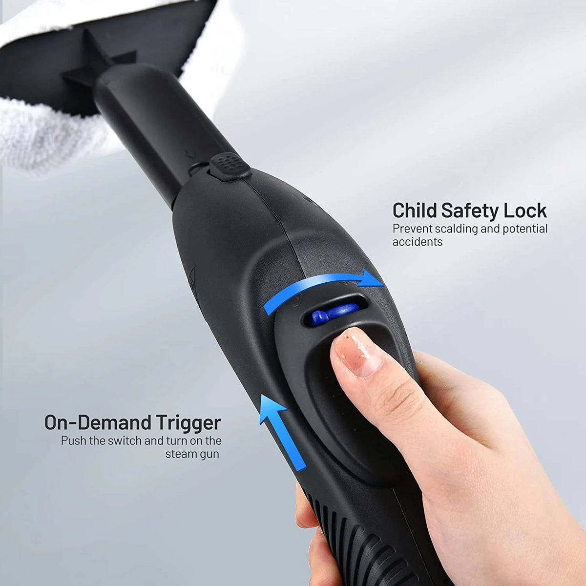 ARLIME Steam Cleaner, Heavy Duty Household Steamer w/ 19 Accessories, 1.5L Tank & 13ft Power Cord, Multipurpose Chemical-Free Household Steam Cleaner for Home, Carpet, Upholstery, Cars, Floors, Blue