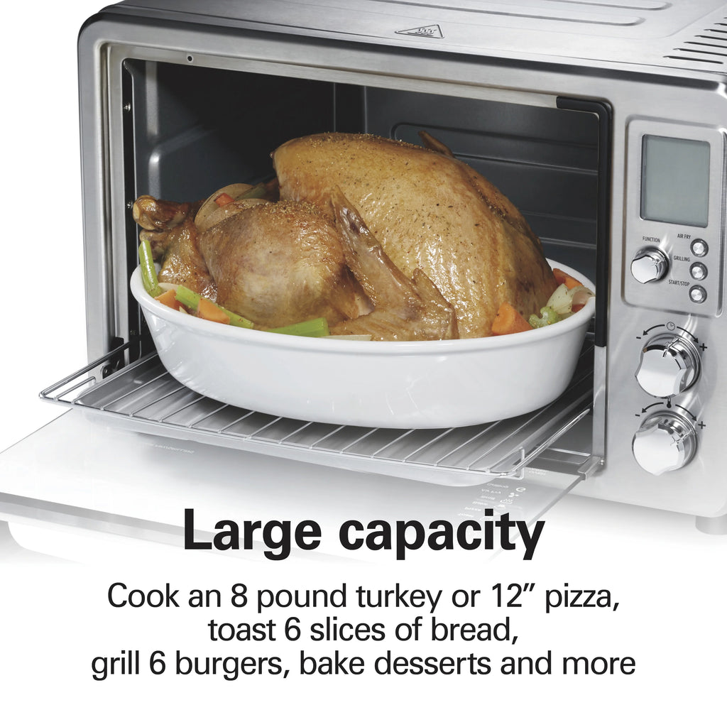 Hamilton Beach 6-in-1 Air Fryer Toaster Oven Combo & Electric Indoor Grill with Sure Crisp Technology, Stainless Steel