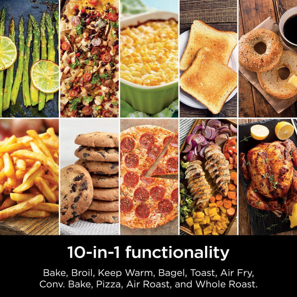 Ninja 10-in-1 Air Fryer, Double Door Toaster Oven with FlexDoor, FlavorSeal & Smart Finish, Rapid Top Convection and Air Fry Bottom, Bake, Toast, Air Fry, Pizza and More, Stainless Steel, DCT400