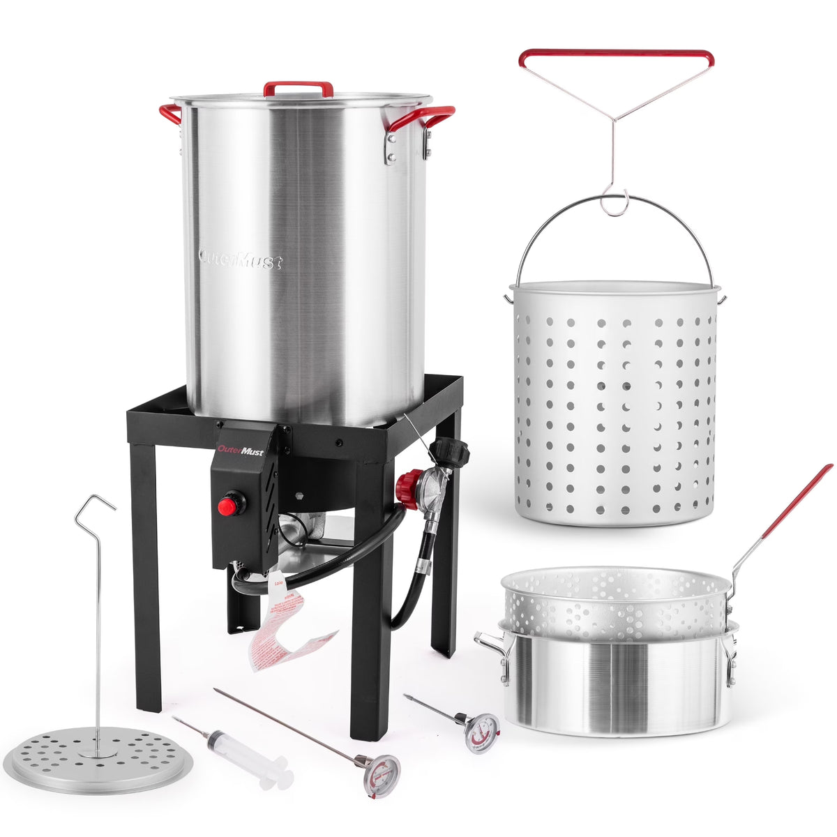 OuterMust 30Qt.?Outdoor Turkey Fryer with Basket and 11 Qt. Fish Fryer, 50,000 BTU Propane Aluminum Deep Turkey Fryer Kit