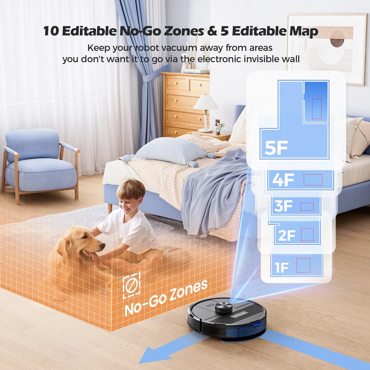 Robot Vacuum Cleaner and Mop Powerful 4000Pa Under 55 dB Robotic Vacuum Sweeper Perfect for Pet Hair Carpets Hard Floor,Model SL68