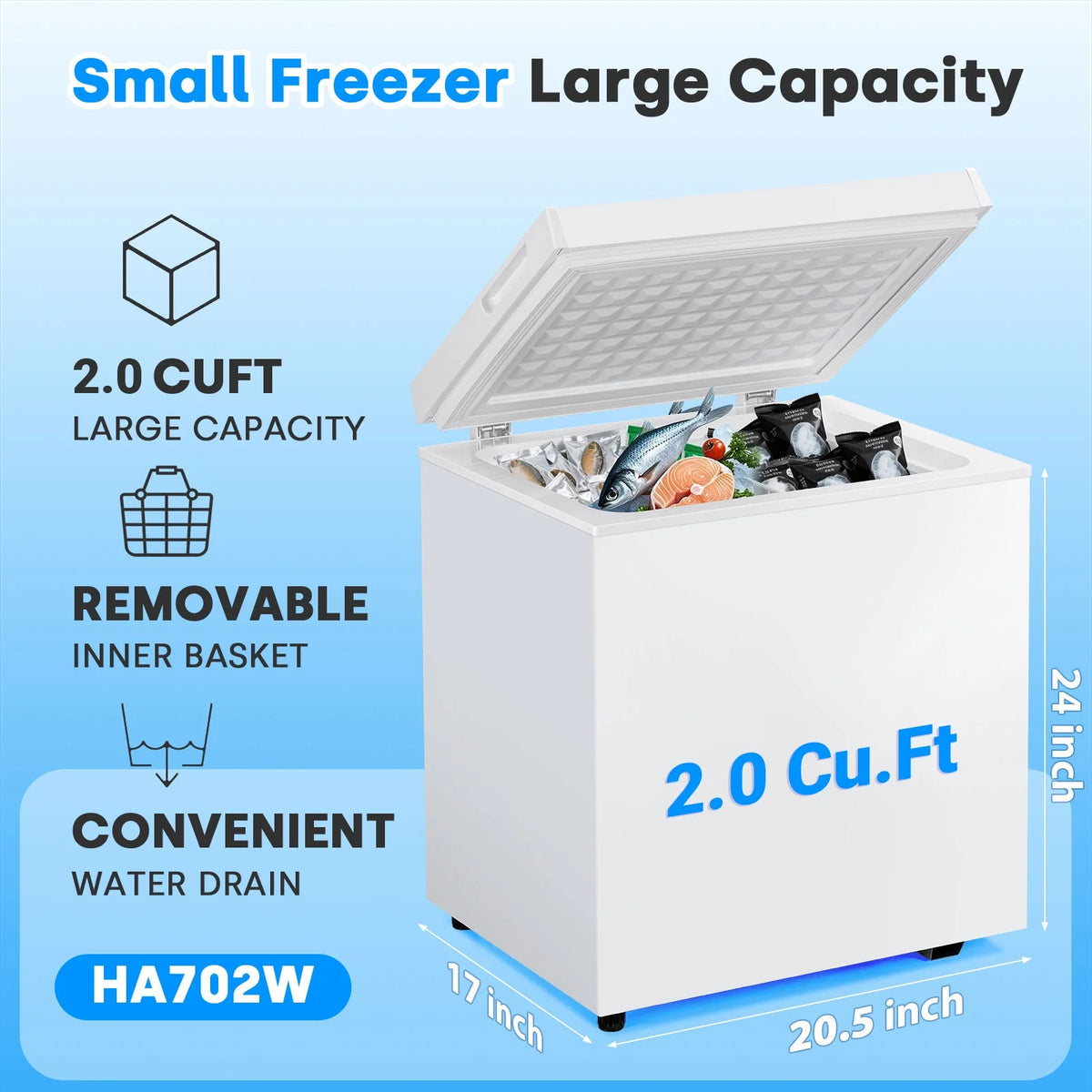 Dimedeal 1.8 Cu.ft Compact Chest Freezer with 7-Level Temperature Control