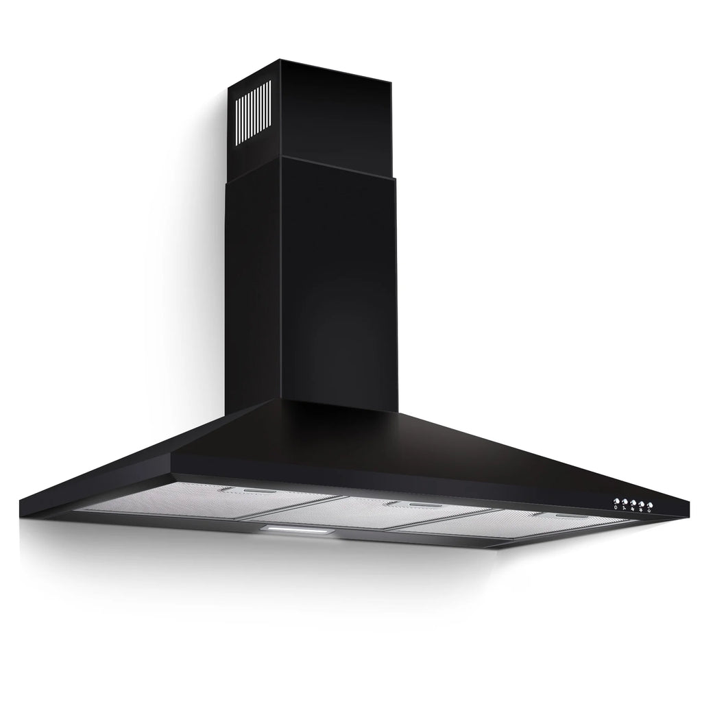 36-inch Wall Mount Range Hood 450CFM 3-Speed, Stainless Steel with LED Light, Adjustable Chimney 15.7-30.7in, Ducted/Ductless Ready, Quiet Under 55dB, 5-Layer Filters