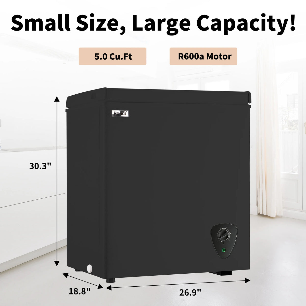 5 Cu ft Freezer, Chest Freezer,Black