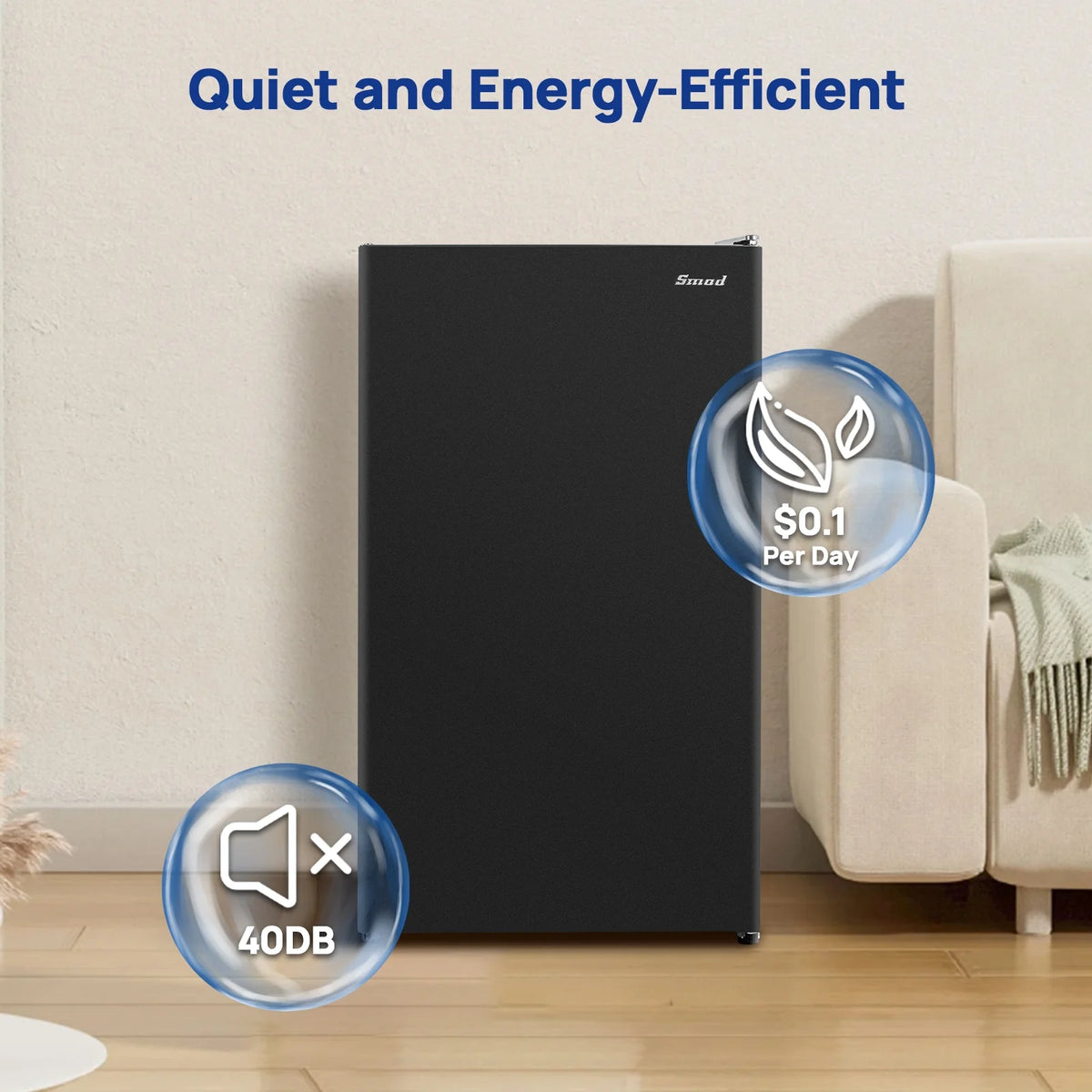 Smad 3.2 Cu ft Compact Refrigerator 115V Quiet Fridge Fresh Food Energy Saving Home Office Bedroom