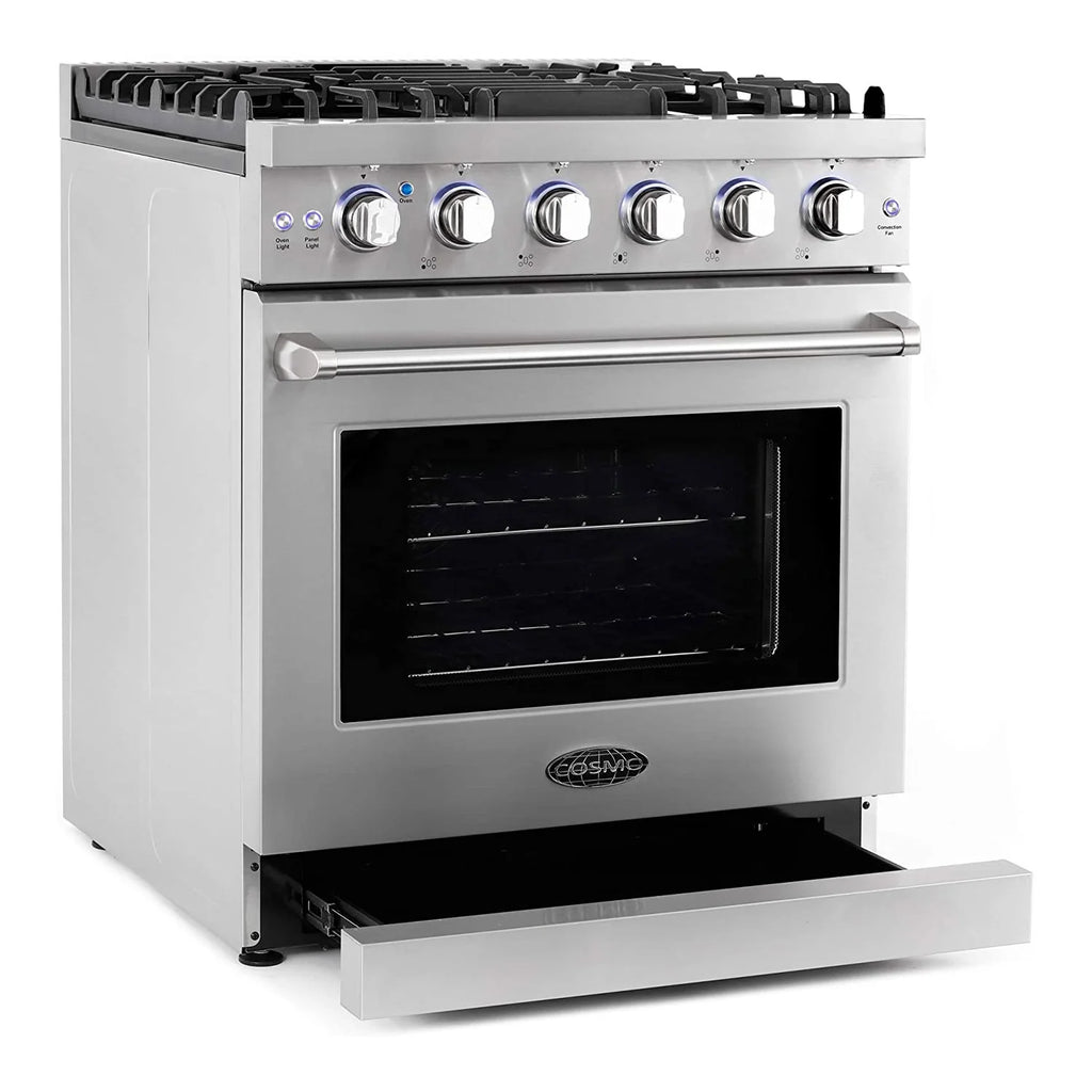 Cosmo 30 Inch 4.5 Cubic Foot Gas Range Convection Oven with 5 Italian Burners