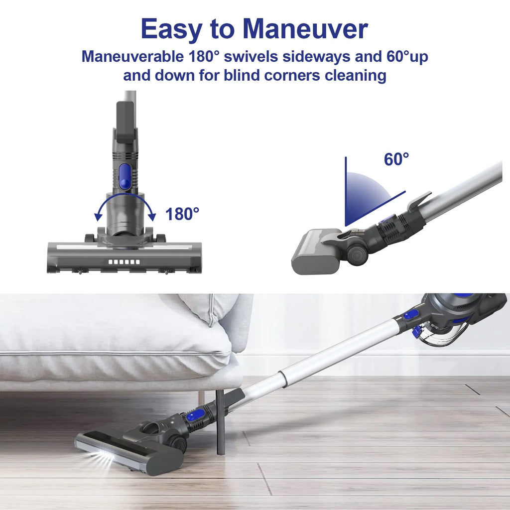 MOOSOO Stick Vacuum Cleaner, 4-in-1 Handheld Cordless Vacuum with Powerful Suction for Home Hard Floor Carpet Car Pet Hair, XL-618A
