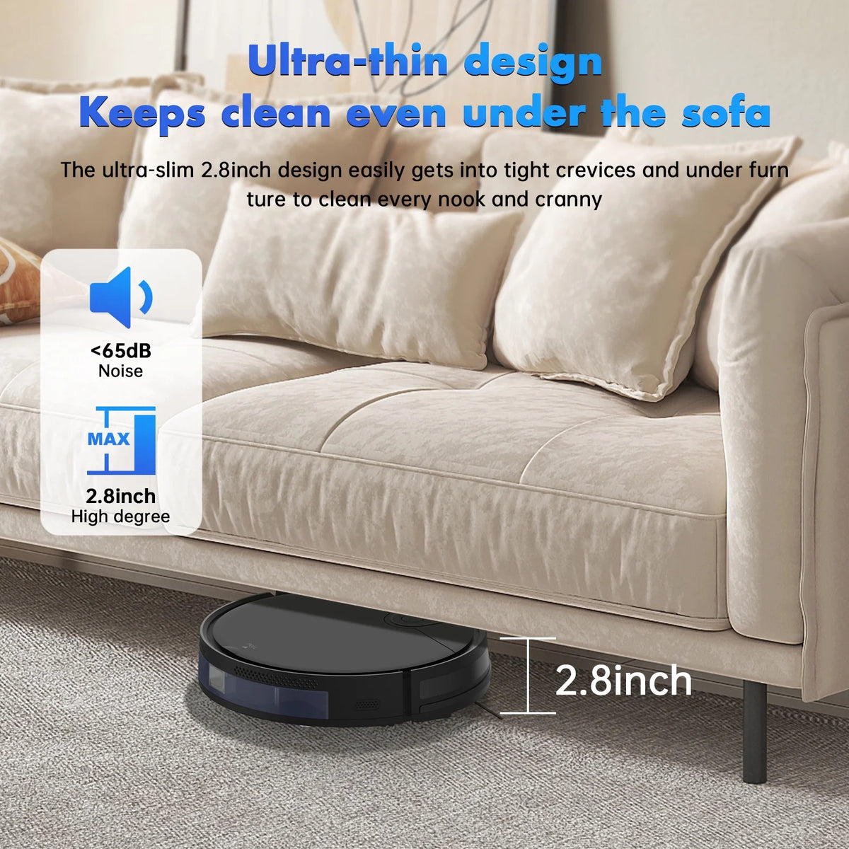 ROBOEVO Robot Vacuum Cleaner 2 in 1 Vacuum and Mop Combo 3500Pa, with Alexa/ Wifi Control