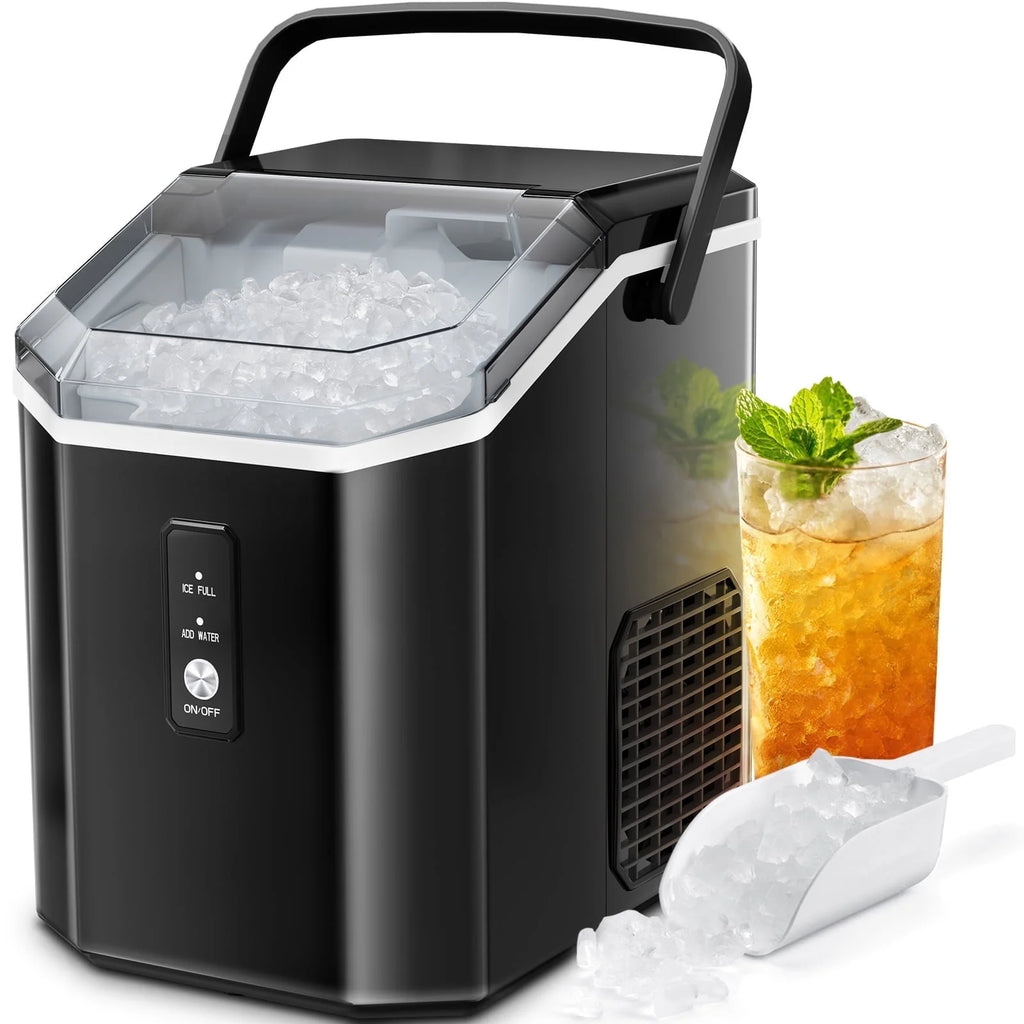 LHRIVER Countertop Nugget Ice Maker, 35Lbs/24H, Soft Chewable Ice, Ice Scoop, Self-Cleaning, White