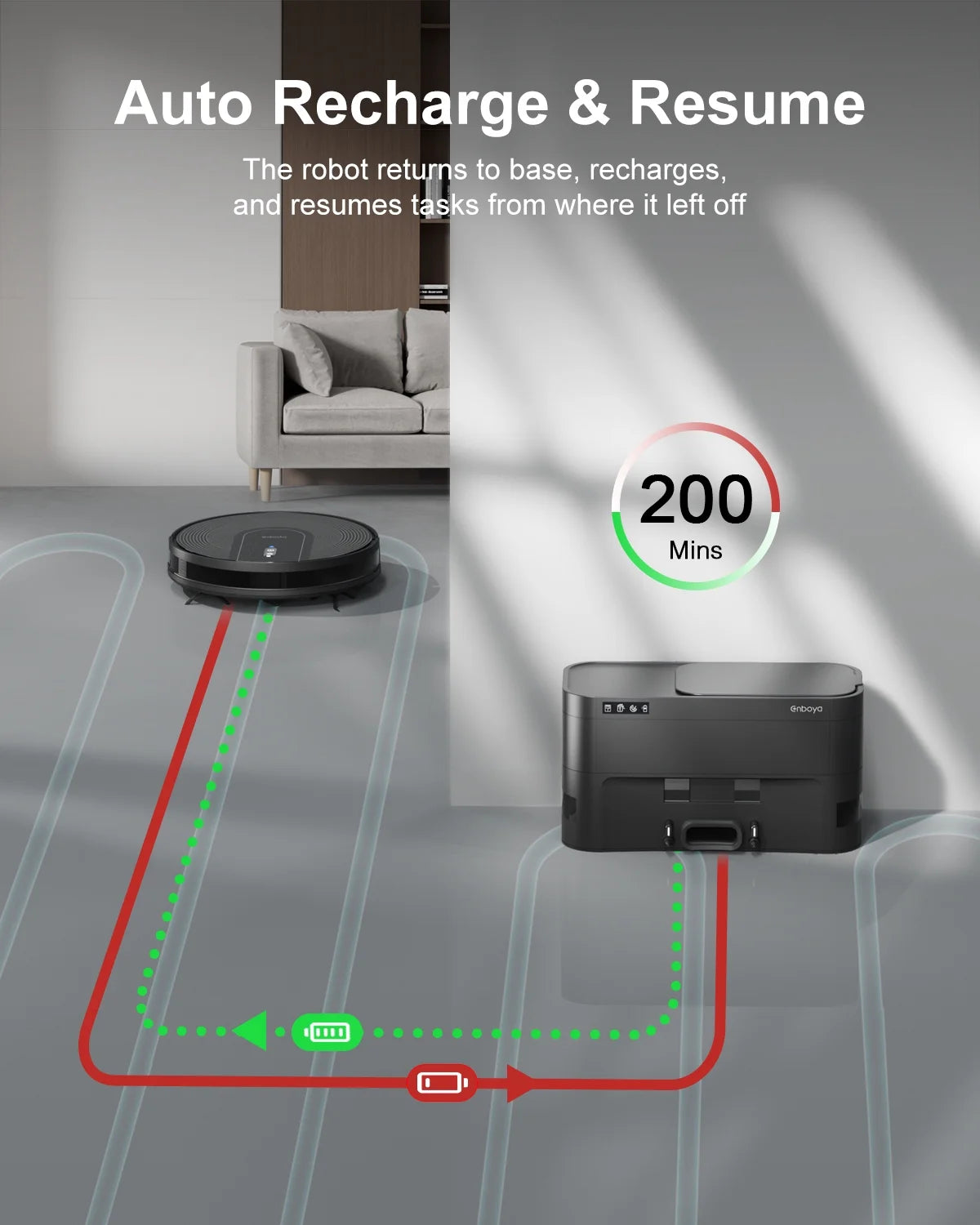 Enboya D60+ Robot Vacuum Cleaner - Self-Emptying Base, 9000Pa Suction, Wi-Fi/App/Voice Control, Smart Vacuum
