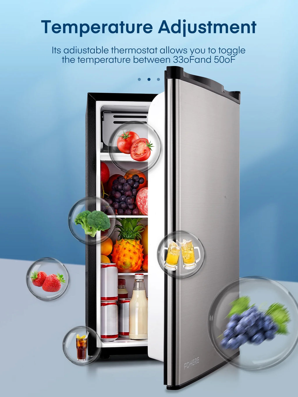 3.2 Cu. ft Refrigerator for Home, Fridge with Freezer for Bedroom, 31"D x 18"W x 19"H, Black