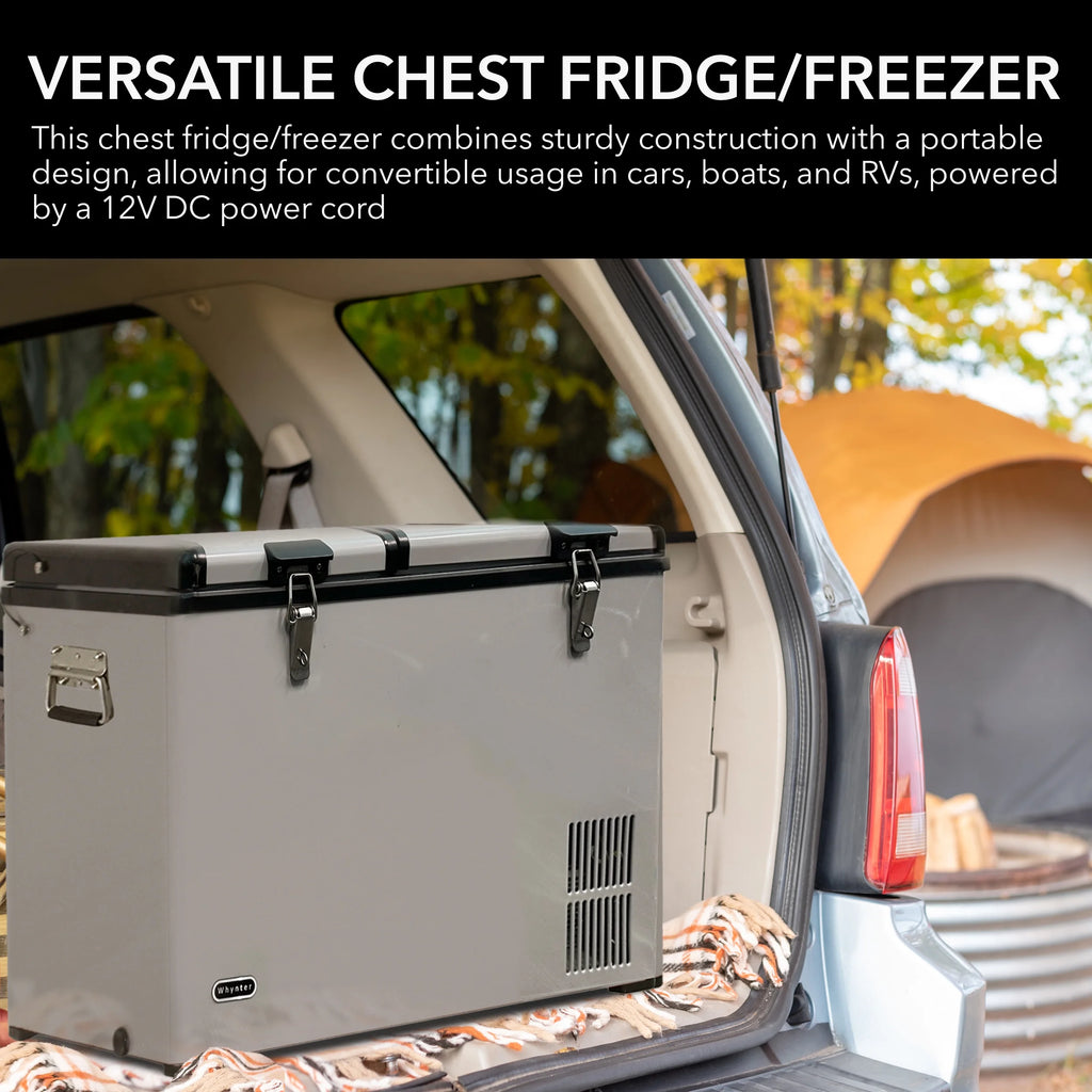 Whynter 90 Quart Dual Zone Portable Fridge/Freezer with 12v Option and Wheels