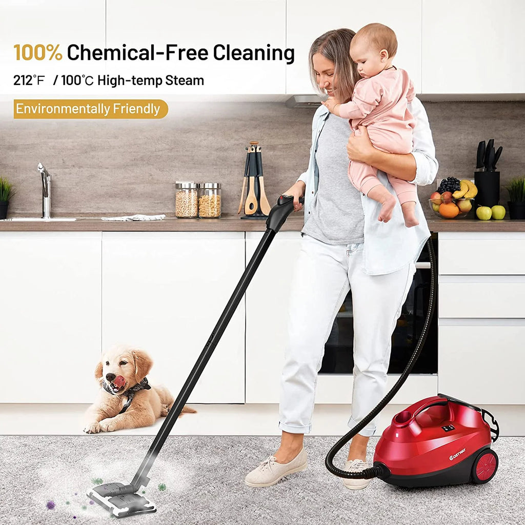 ARLIME Steam Cleaner, Heavy Duty Household Steamer w/ 19 Accessories, 1.5L Tank & 13ft Power Cord, Multipurpose Chemical-Free Household Steam Cleaner for Home, Carpet, Upholstery, Cars, Floors, Blue