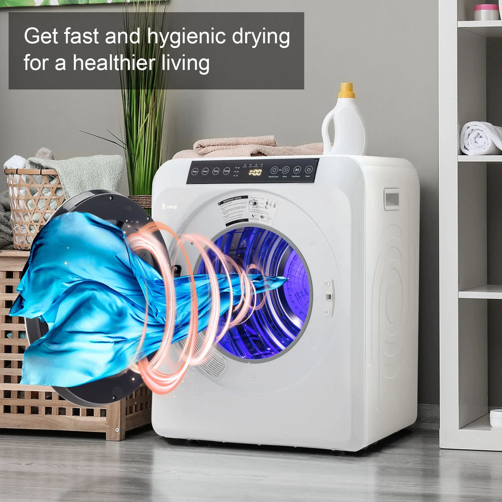 BAYUELSWU 3.5 Cu.Ft Portable Clothes Dryer, 1300W Clothes Dryer with Stainless Steel Tub, Front Load Tumble Laundry Dryer with LCD Touch Panel, 110V Portable Dryer for Laundry, Apartments, Dorms