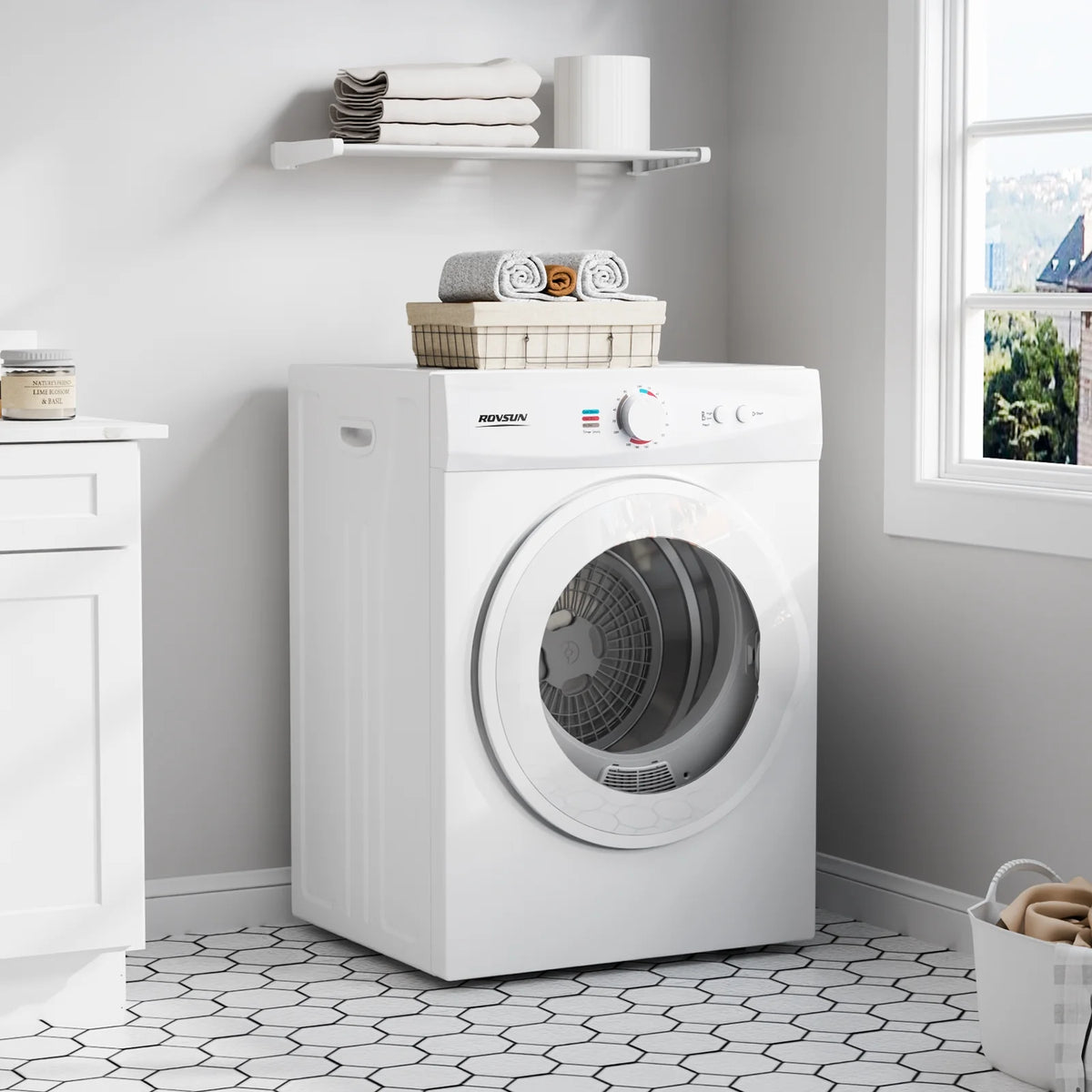 VINGLI 1.8 Cu.Ft Portable Clothes Dryer, Front Load Dryer Machine, Compact Laundry Dryer with Stainless Steel Tub for Apartment, Home, Dorm