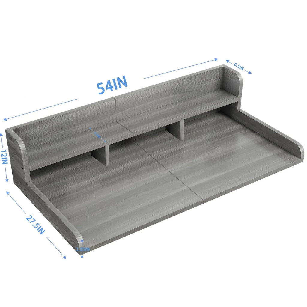 Wood 2-Tier Washer Dryer Countertop with Edge Rails, 54" W x 27.5" D Washer and Dryer Topper for Laundry Room Organization and Storage, Walnut