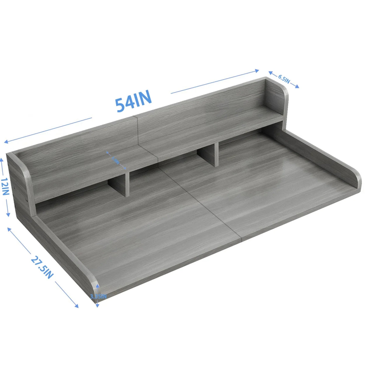 Wood 2-Tier Washer Dryer Countertop with Edge Rails, 54" W x 27.5" D Washer and Dryer Topper for Laundry Room Organization and Storage, Walnut