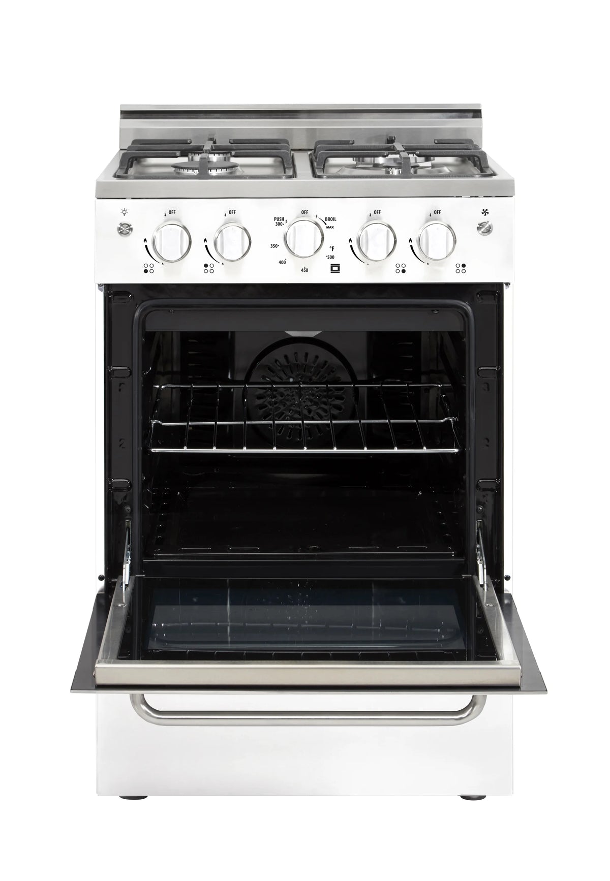 Unique Prestige 24�?2.3 cu ft Double Oven Gas Range in White