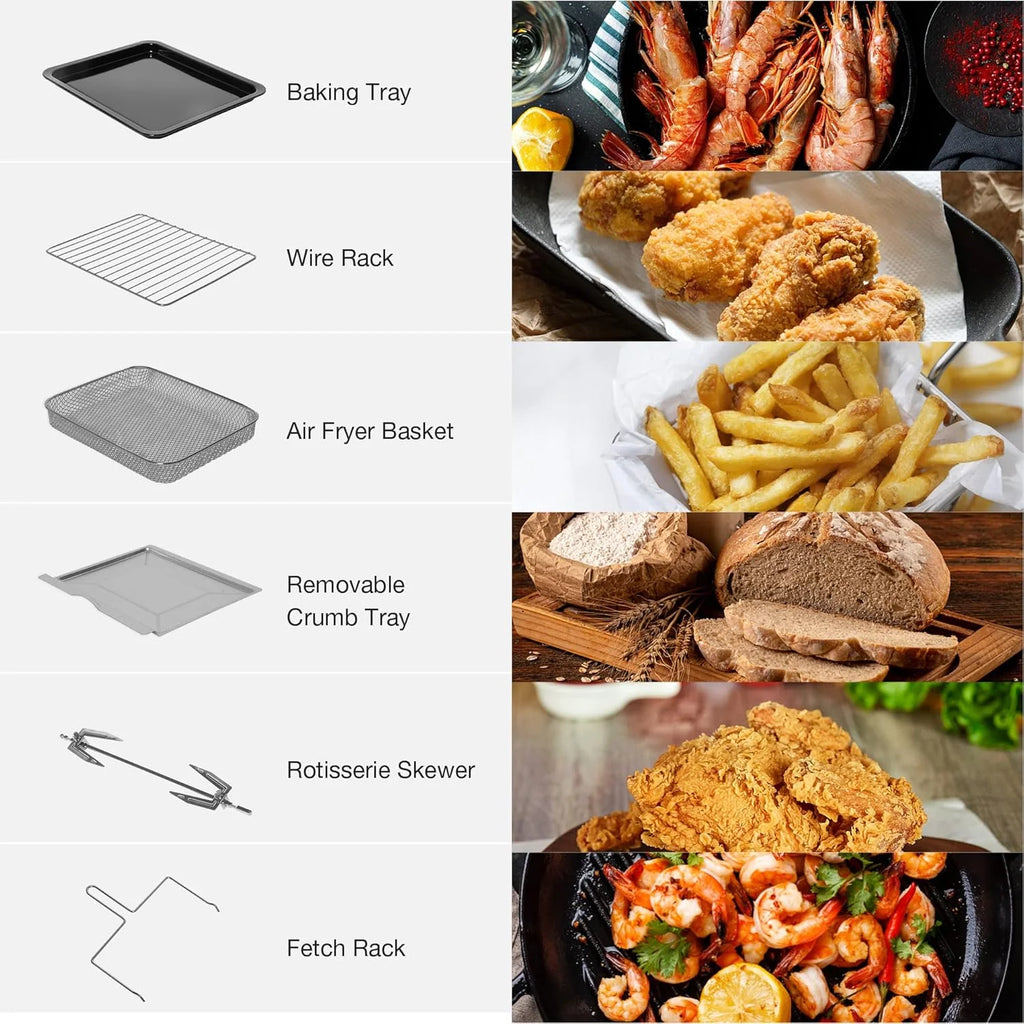 Air Fryer Ovens Countertop, Convection Toaster Oven with 10 Cooking Functions, 6-Slice Toast &12-Inch Pizza Capacity, 6 Accessories Included, Auto Shut off, 24 Quart