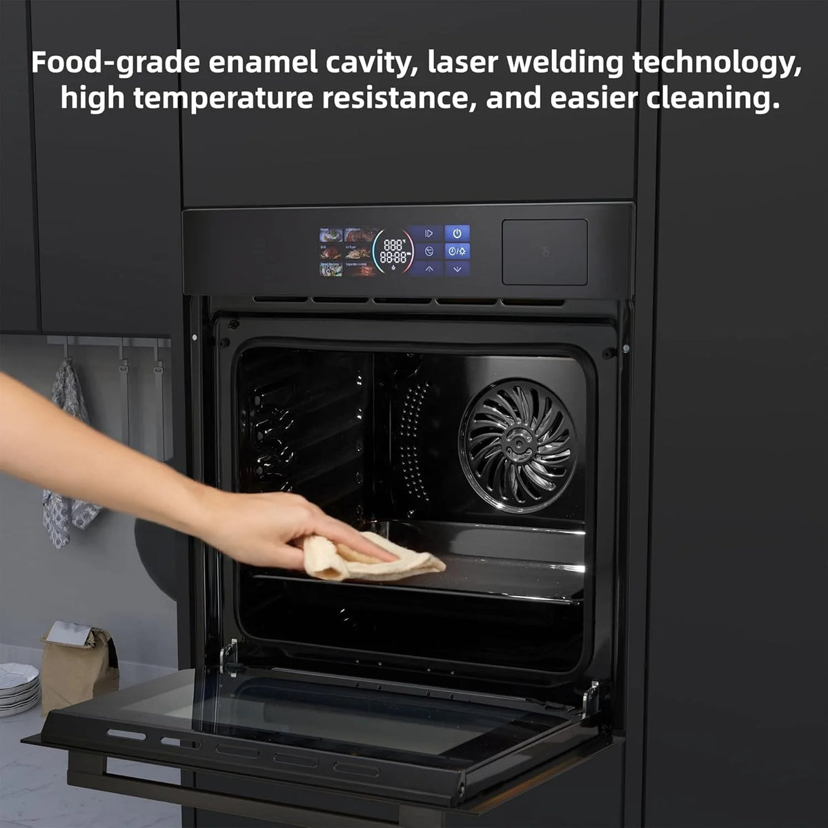 24" Built-in Electric Single Wall Oven, 2.47 Cu. Ft. Convection Wall Oven in Stainless Steel 3000W with 8 Baking Modes & 108 Automatic Recipes, Colorful LED Screen
