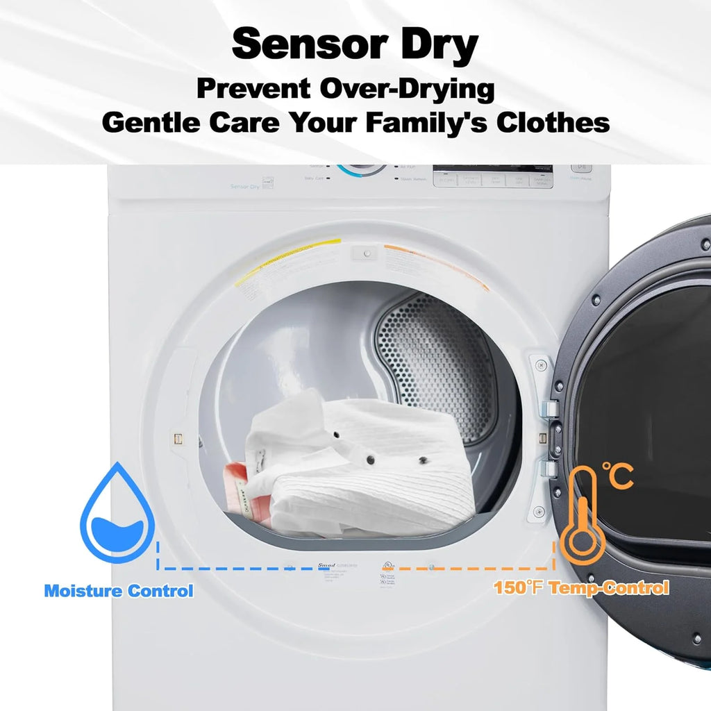 SMAD 8 Cu ft Electric Front Load Dryer, 27 in.W Large Capacity Steam Function Wrinkle Care Stackable