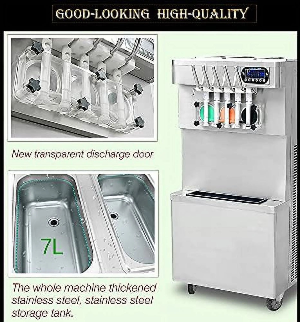 Kolice Commercial ETL 5 Flavors Floor Stand Gelato Soft Serve Ice Cream Machine