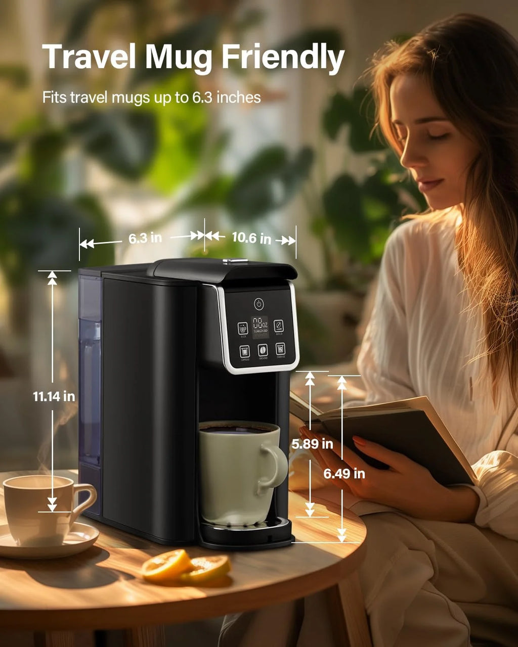 Single Serve Coffee Maker, Hot and Iced Coffee Machine for K-Cup Pods & Ground Coffee, 6 to 14 oz Brew Sizes, 50 oz Removable Water Tank, Bold Brew Setting, Stainless Steel, Black
