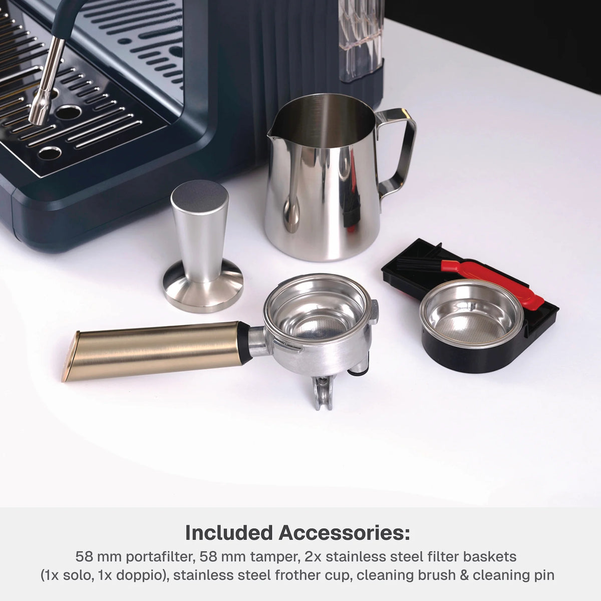 Thyme & Table Barista Grade Espresso Machine with 15-Bar Pressure, Conical Burr Grinder and Steam Wand, Sand White