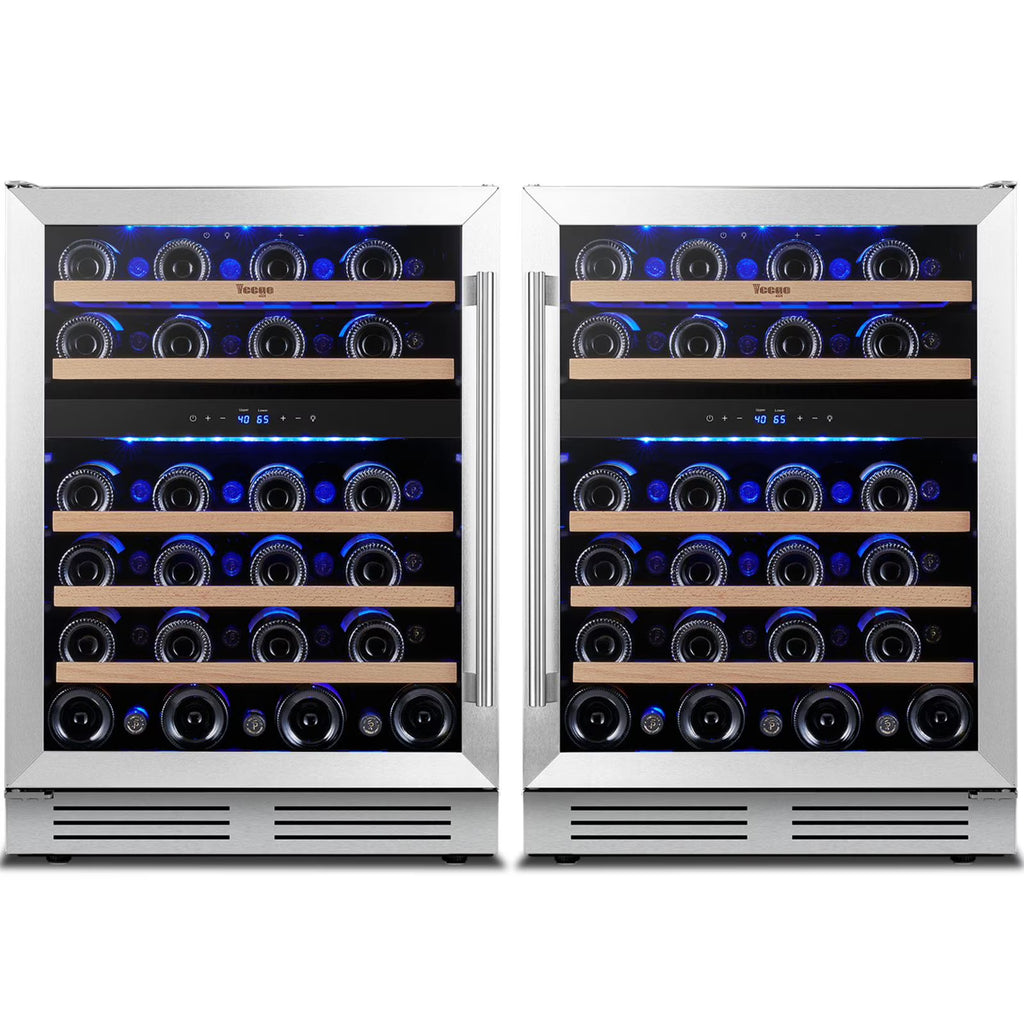 Yeego 30" Wine and Beverage Refrigerator,Two 15" Wine and Beverage Cooler Under Counter or Freestanding, Hold 33 Bottles and 80 Cans(Two Pack)