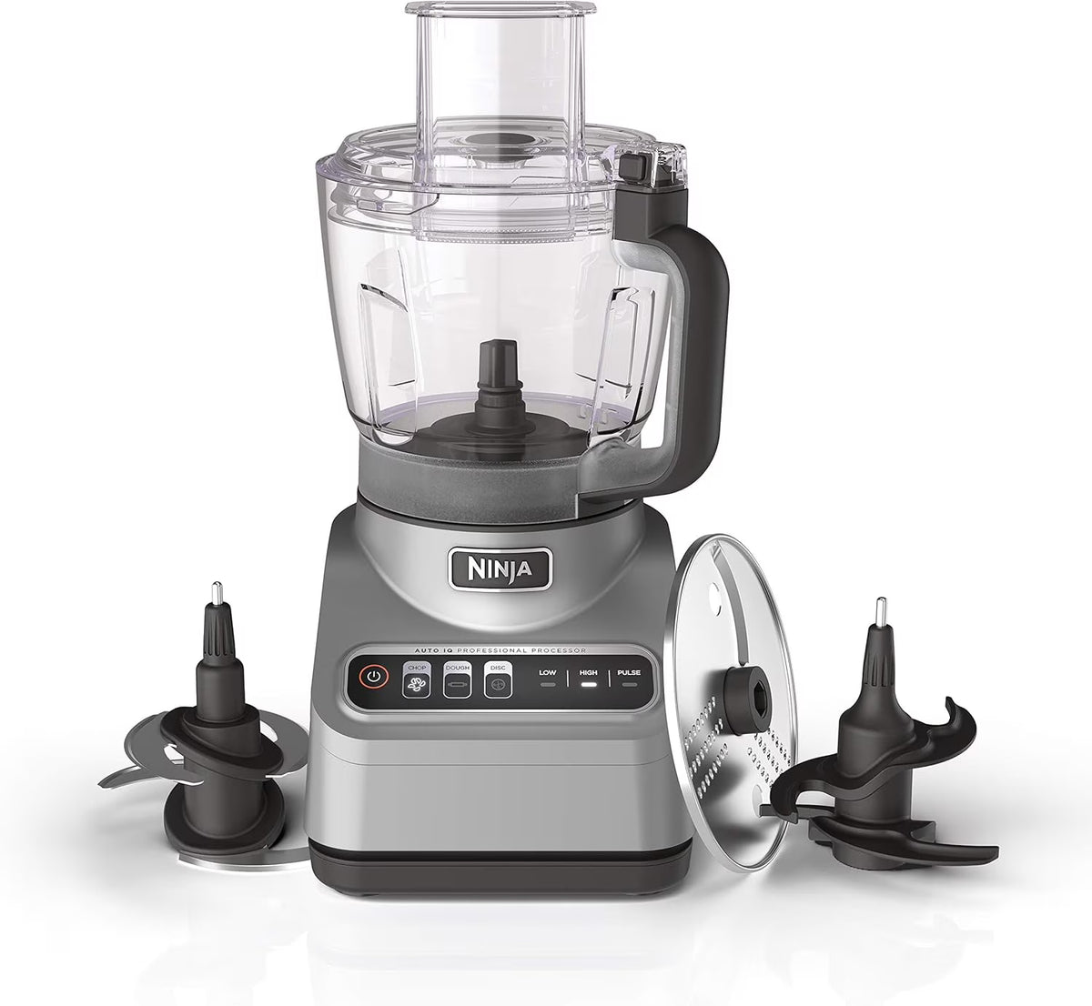 Restored Ninja BN600 Professional Plus Food Processor, 850 Watts, 3 Functions for Chopping, Slicing & Dough with 9-Cup Processor Bowl, 3 Blades, Food Chute & Pusher, Silver (Refurbished)
