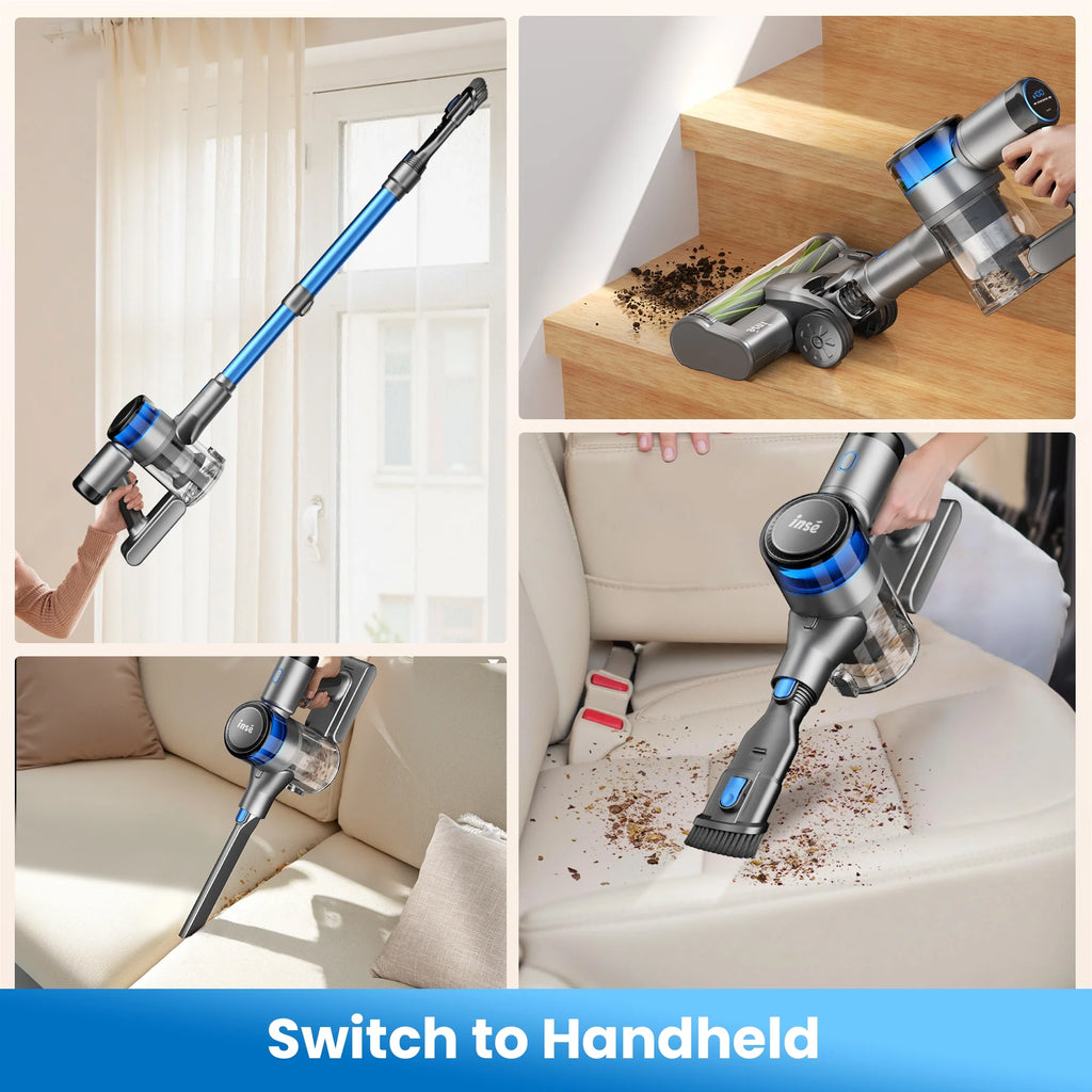 INSE Cordless Stick Vacuum Cleaner for Pet Hair Hard Floors Carpet, New S9X, 55 Mins Runtimes & 45 Kpa Powerful Suction