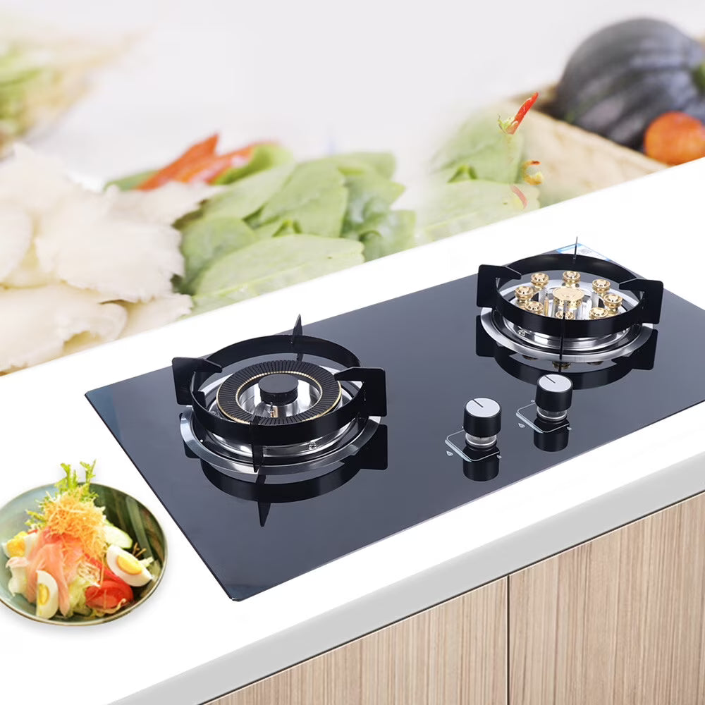 2-Burner Natural Gas Stove, Built-in Gas Cooktop Stove for Home Kitchen