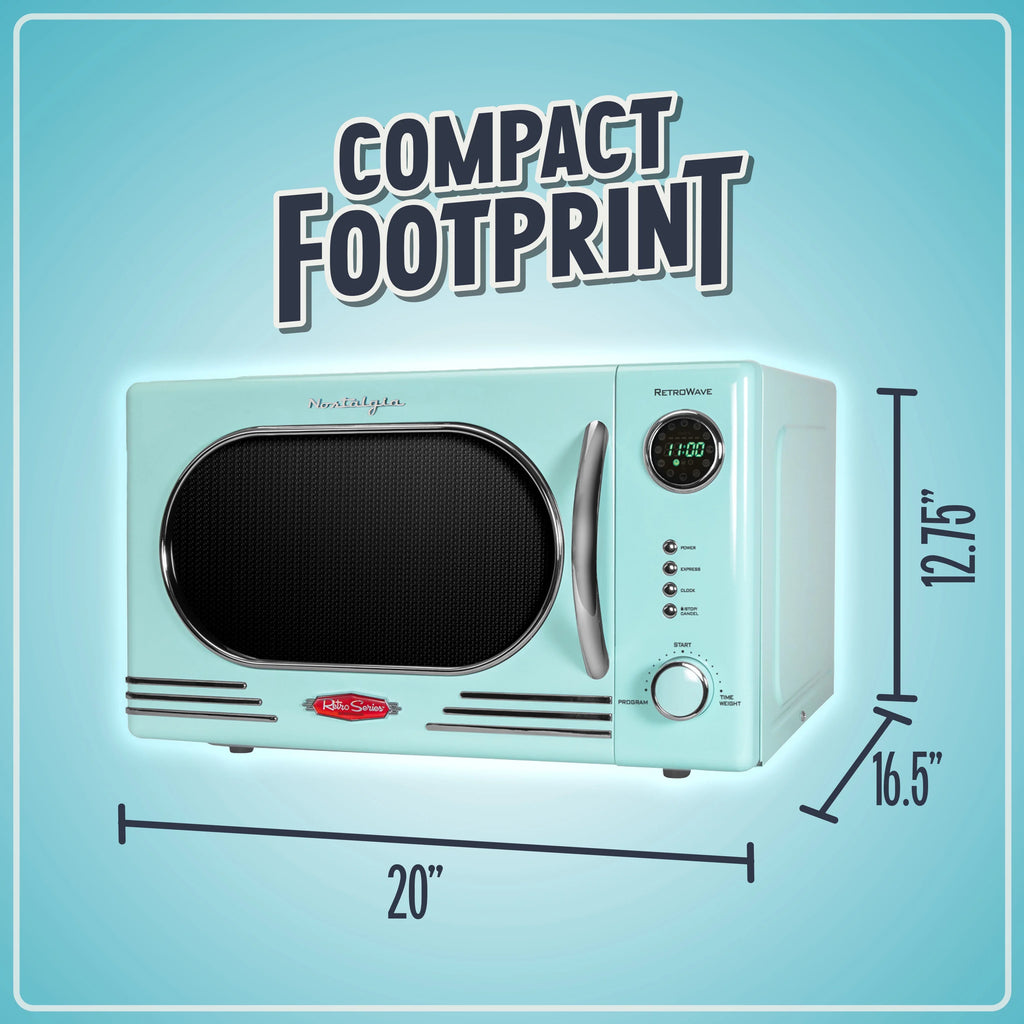 Nostalgia Retro Countertop Microwave Oven - Large 1000-Watt - 1.1 cu ft - 12 Pre-Programmed Cooking Settings - Digital Clock - Kitchen Appliances - Black
